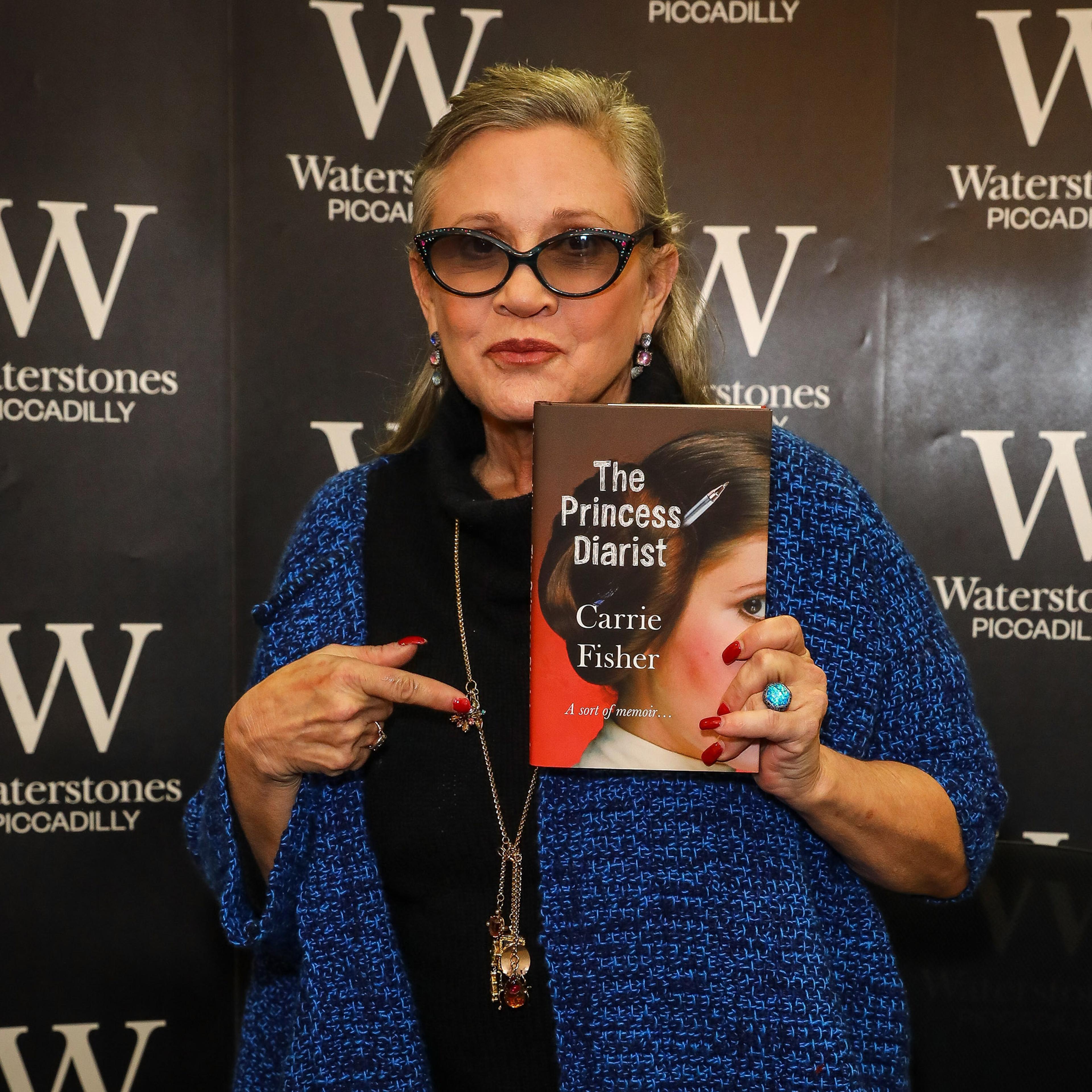 Carrie Fisher Signs Copies Of Her New Book "The Princess Diarist" At Waterstones Piccadilly