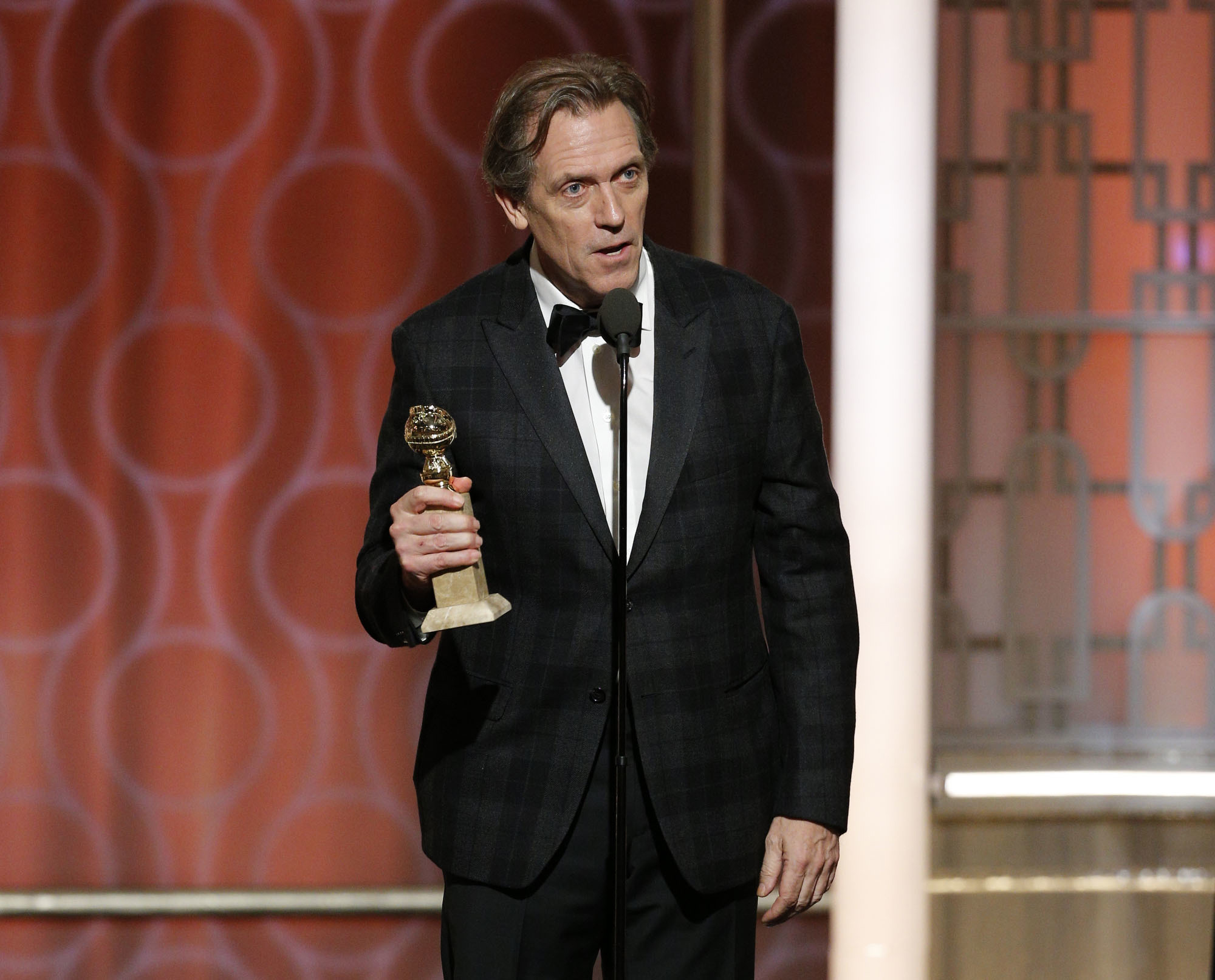 Hugh Laurie at the 74th Annual Golden Globe Awards at the Beverly Hilton Hotel in Beverly Hills, Calif., on Jan. 8, 2017.