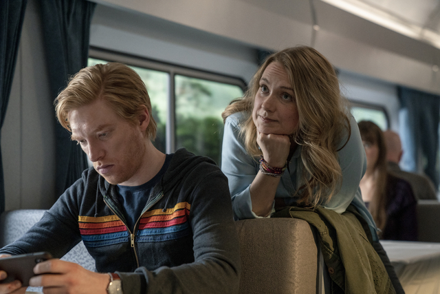 Domhnall Gleeson and Merritt Wever in 'Run'