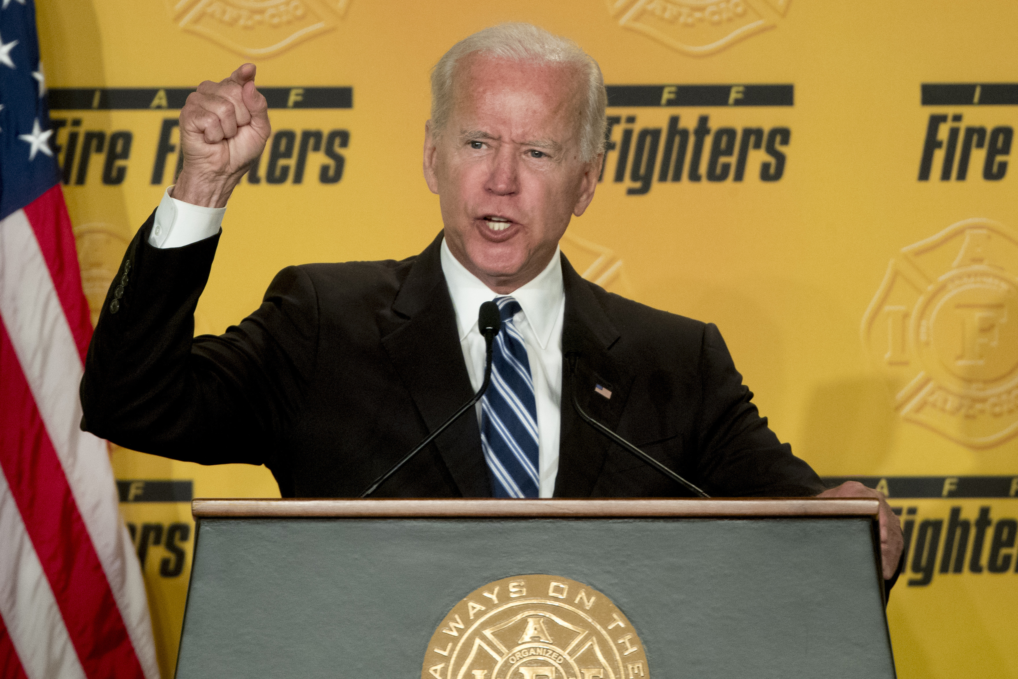 Former Vice President Joe Biden speaks to the International Association of Firefighters