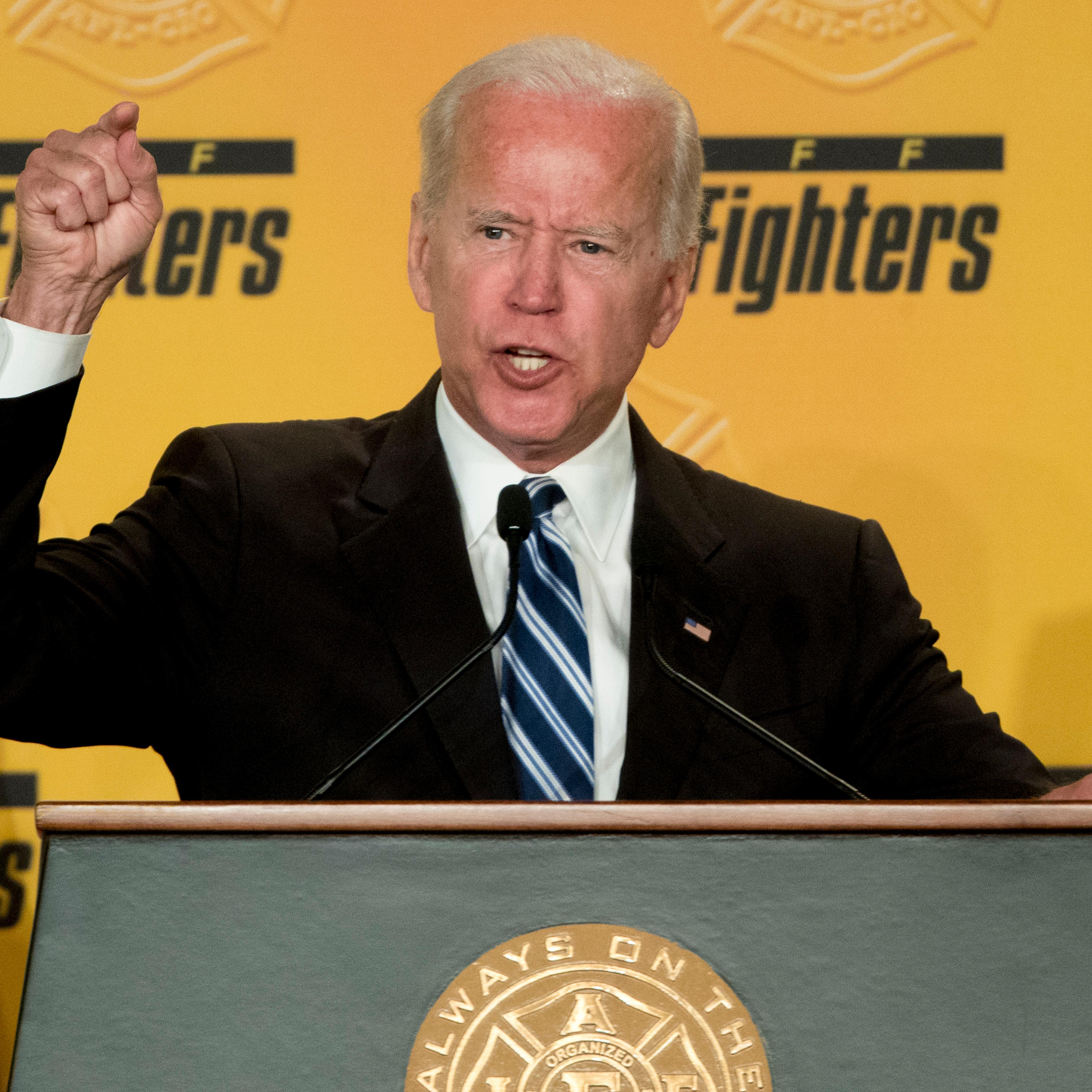 Former Vice President Joe Biden speaks to the International Association of Firefighters