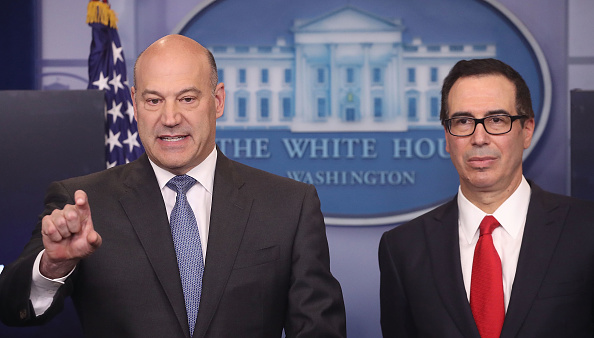 National Economic Director Gary Cohn (L), and Secretary of the Treasury Steven Mnuchin speak about President Donald Trump's new tax reform plan during a briefing at the James Brady Press Briefing Room at the White House on April 26, 2017 in Washington, D