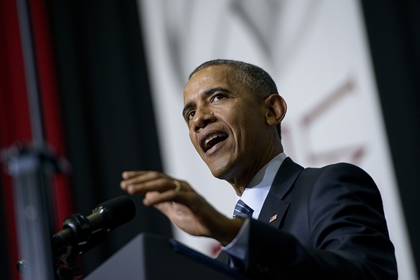U.S. President Barack Obama speaks during a commencement ceremony at Lake Area Technical Institute in Watertown, S.D. on May 8, 2015.