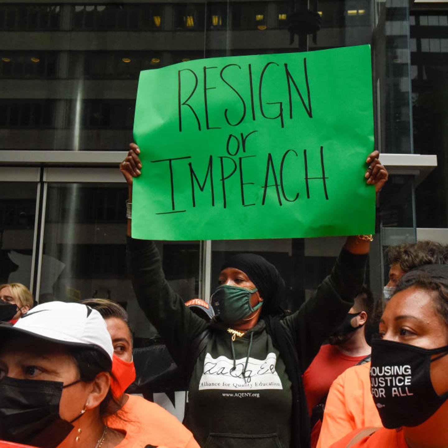 Protestors Rally At Gov. Cuomo's New York City Office Calling For Him To Resign