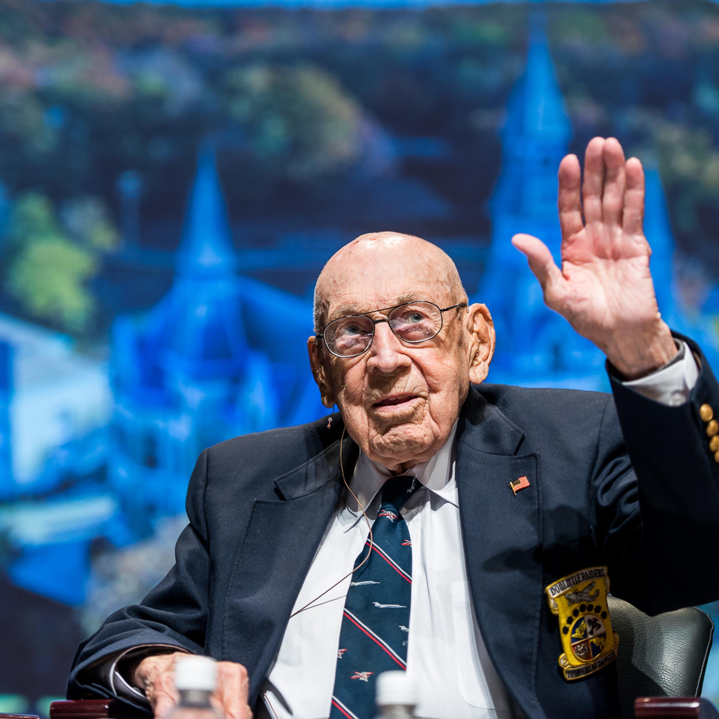 Dick Cole speaks at the National World War I Museum and Memorial in Kansas City, Mo., on Dec. 7, 2016