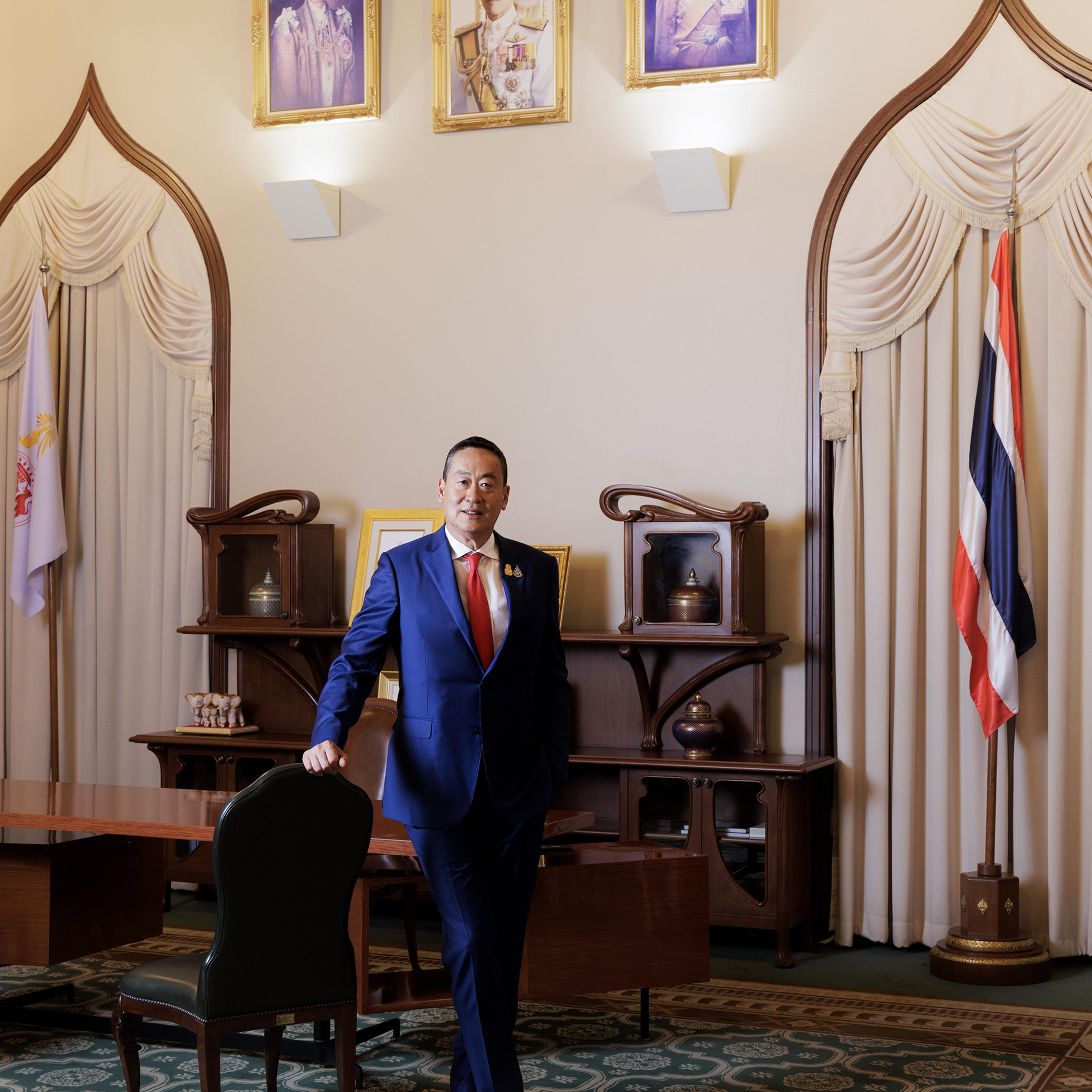 Prime Minister Srettha Thavisin poses at the Government House on Feb. 20.