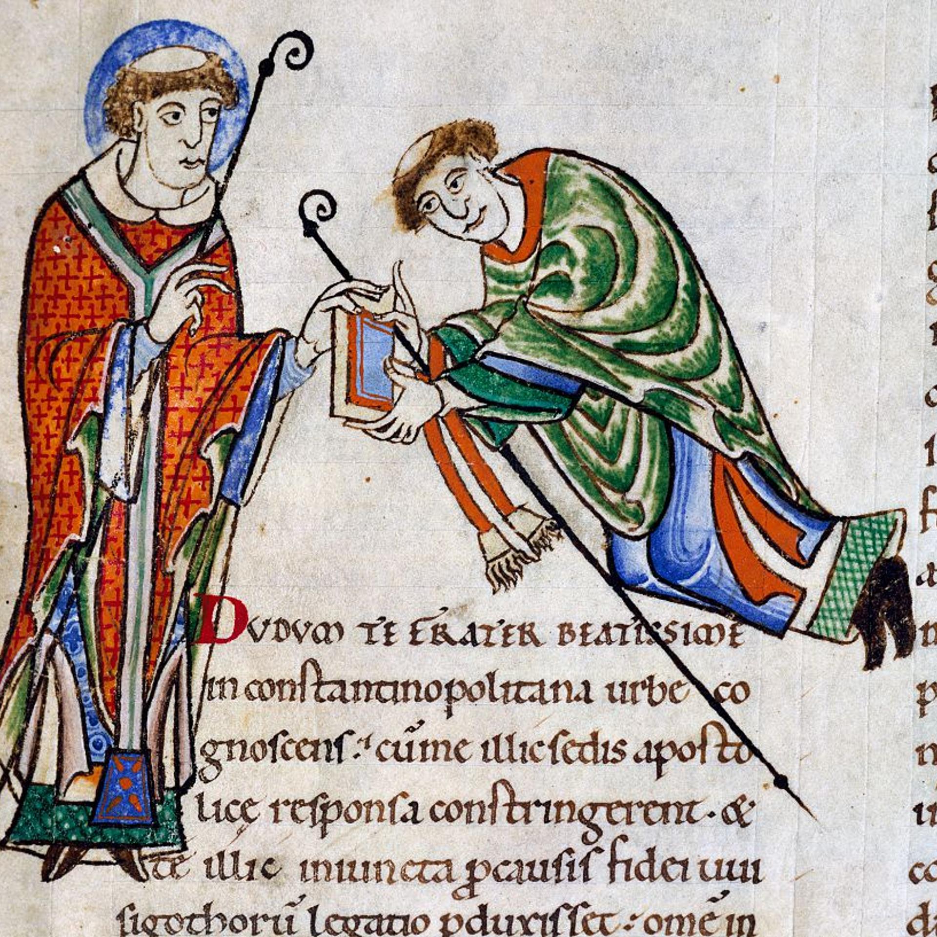 St Gregory offering his book to Bishop Leandro
