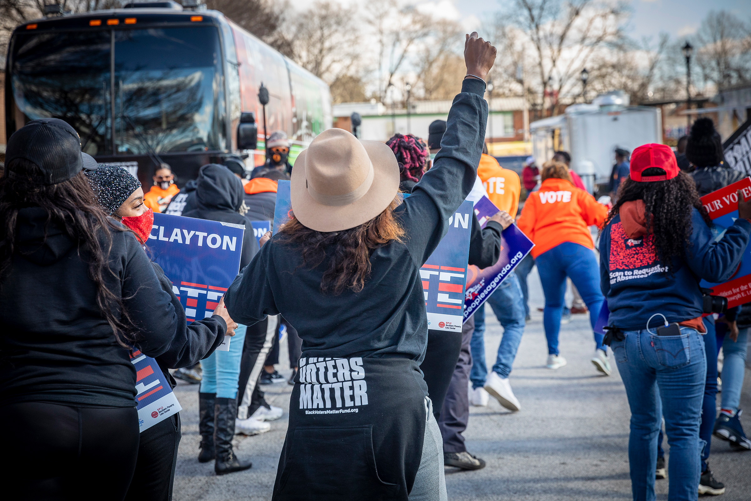 A Party at the Polls event with Black Voters Matter and Georgia Stand-up in Jonesboro, Ga., Jan. 5, 2021.