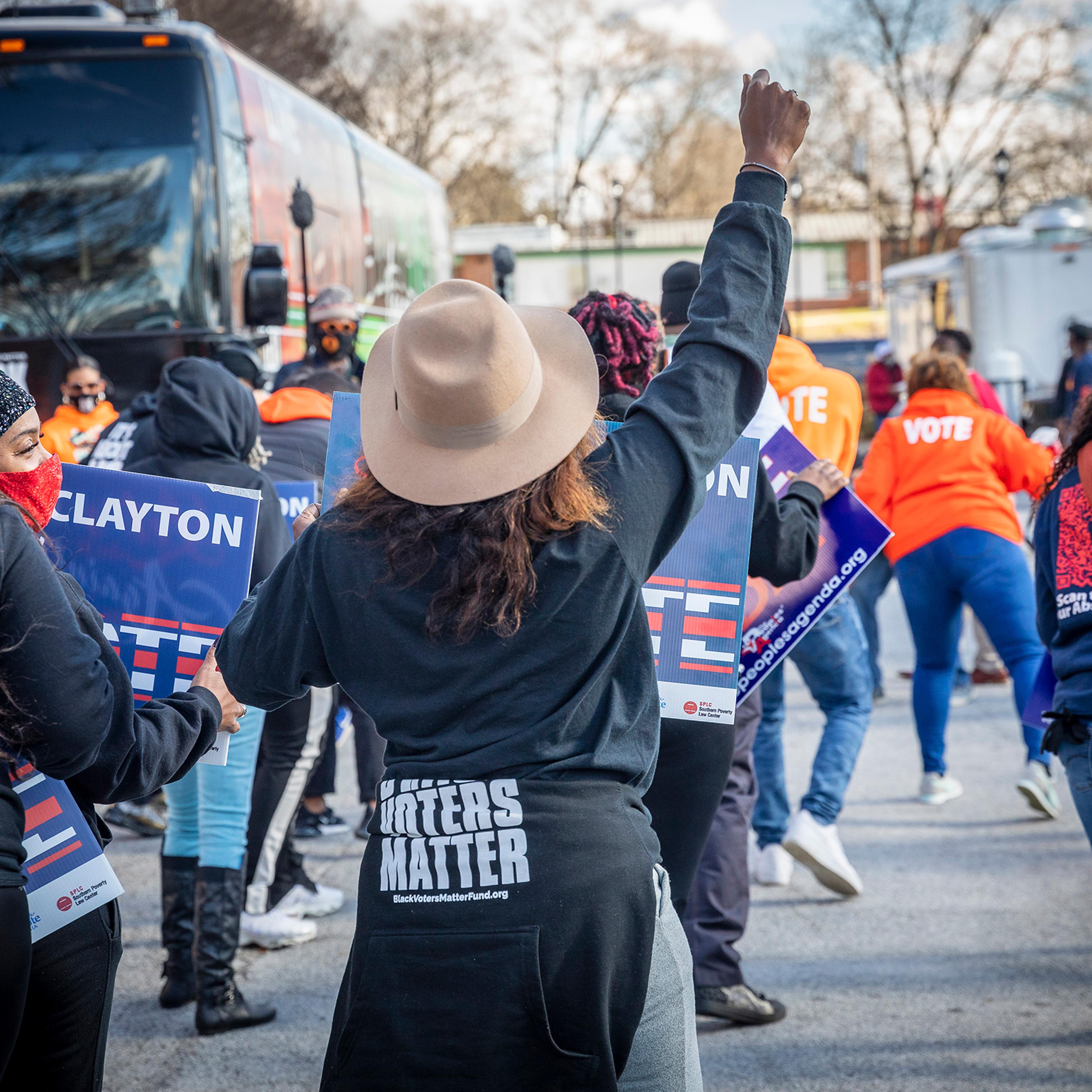 A Party at the Polls event with Black Voters Matter and Georgia Stand-up in Jonesboro, Ga., Jan. 5, 2021.