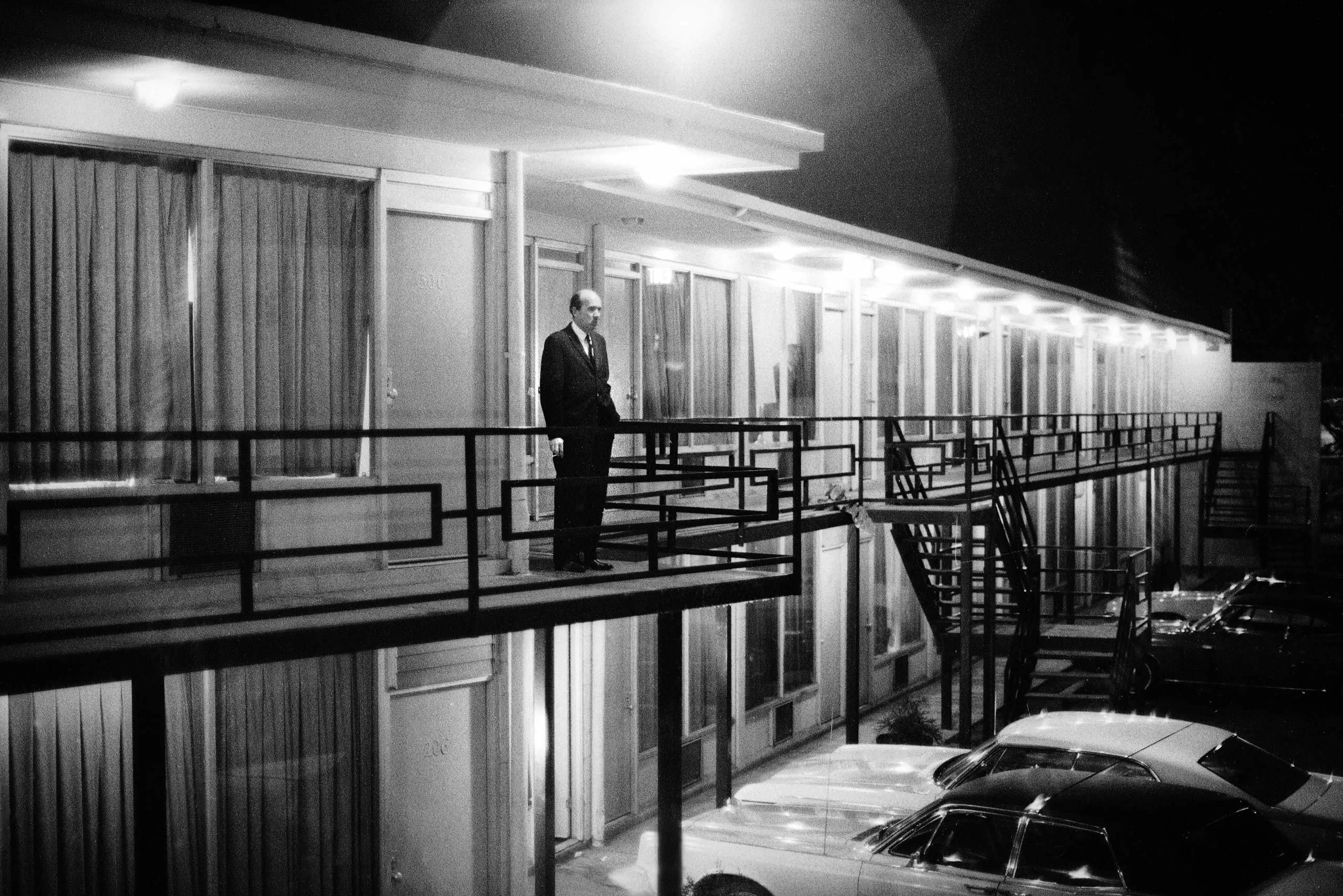 Will D. Campbell, alone on the Lorraine Motel balcony, gazes out into the night. "This picture was probably made as soon as we got there," Groskinsky told LIFE.com. "When I saw him standing there, alone, I thought it looked as if he was just asking himse
