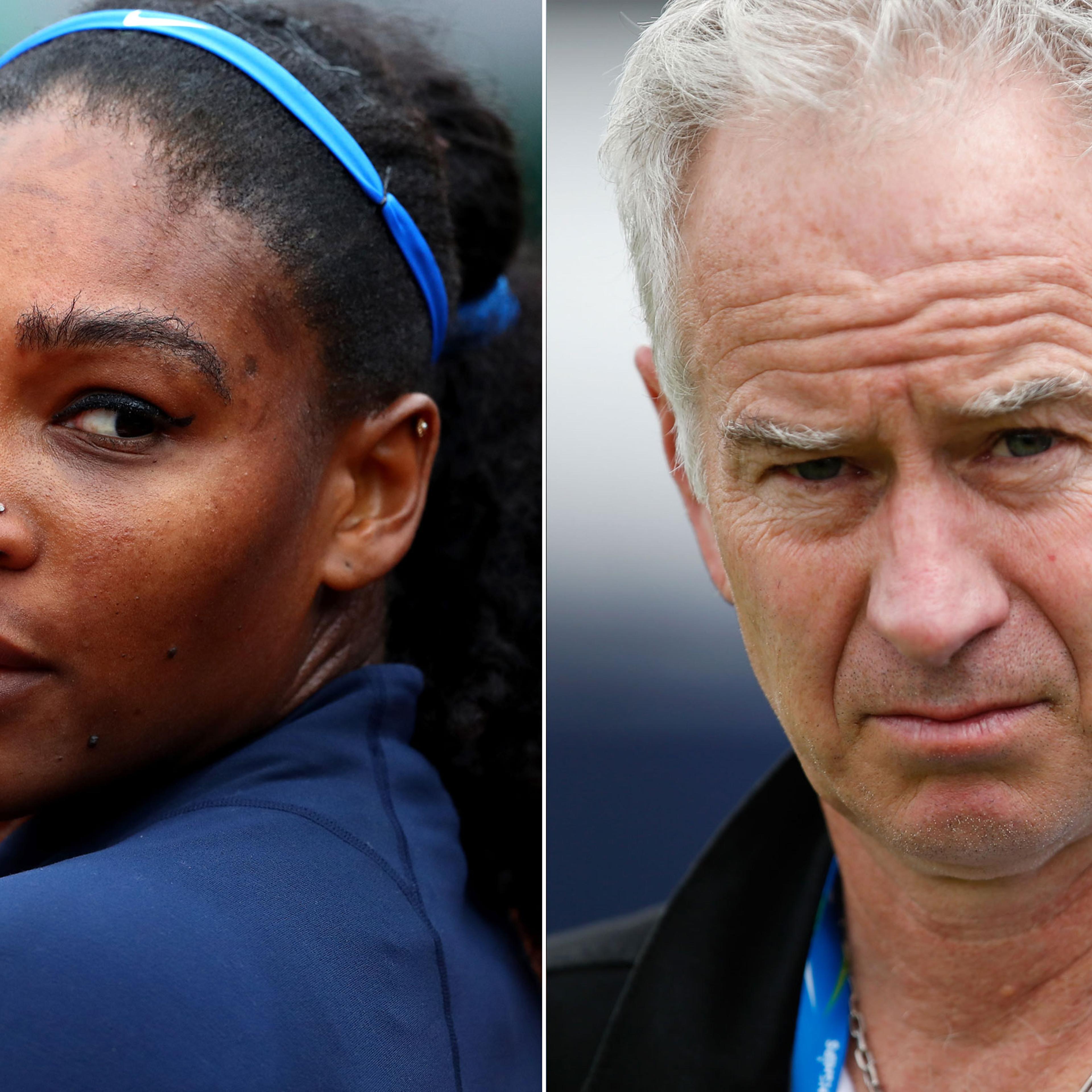 Serena Williams in Paris, on June 3, 2016 (L); John McEnroe in London, on June 12, 2016.