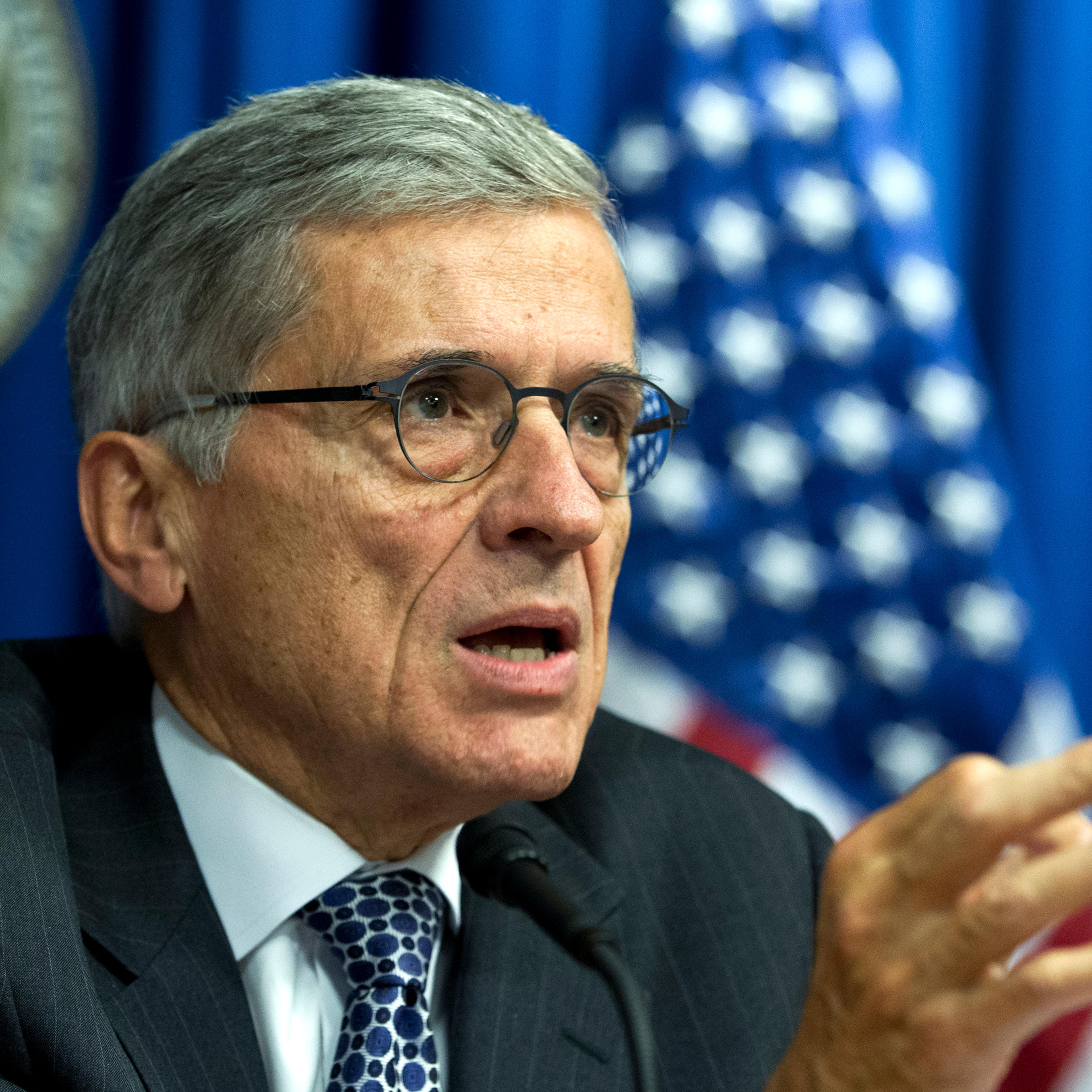 Federal Communications Commission (FCC) Chairman Tom Wheeler speaks during new conference in Washington on Oct. 8, 2014.