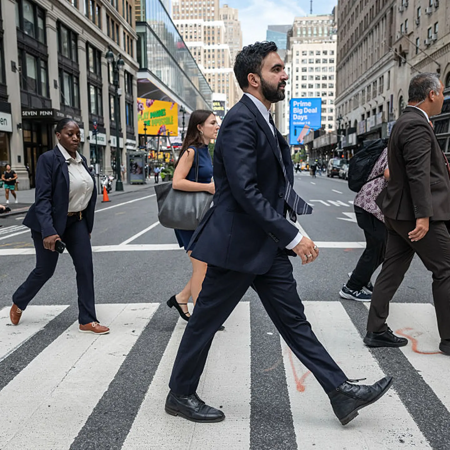 Zohran Mamdani, New York City mayoral candidate, walks through midtown Manhattan on Sept. 29, 2025.