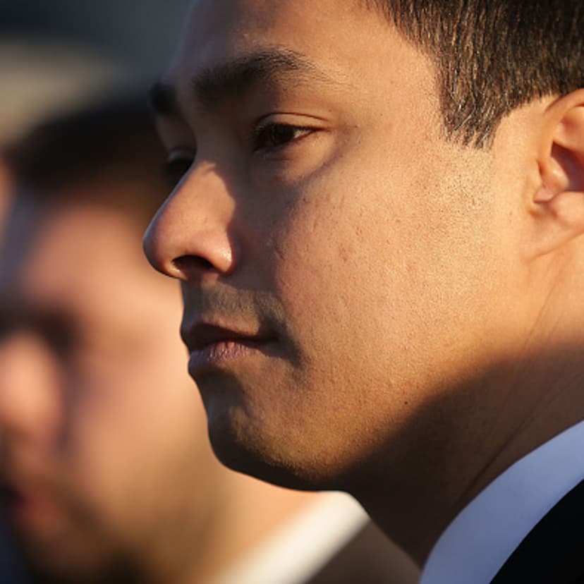 U.S. Rep. Joaquin Castro (D-TX) listens during a news conference in front of the Supreme Court in Washington, D.C., on Dec. 8, 2015.