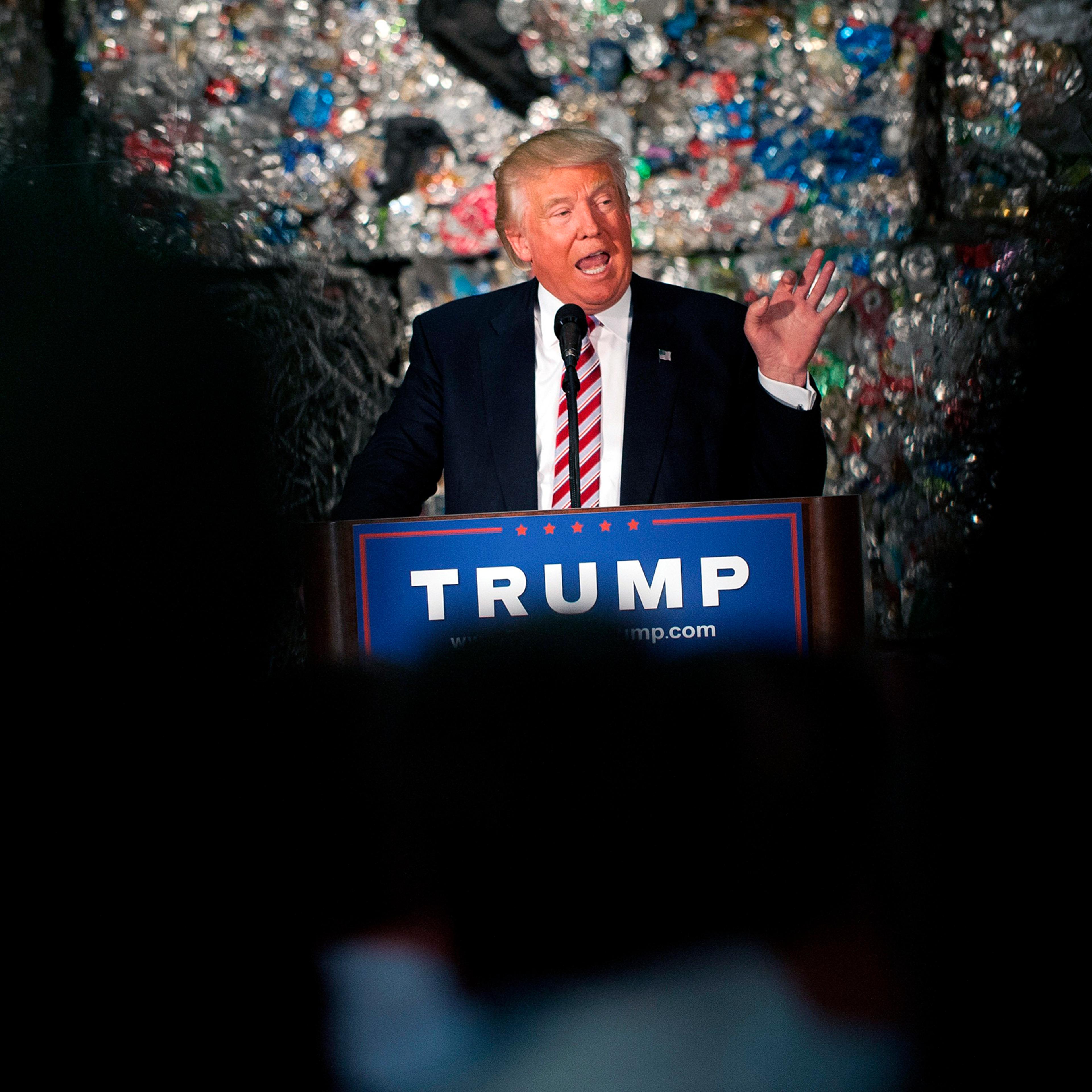Presumptive GOP presidential nominee Donald Trump speaks during a policy speech at Alumisource in Monessen, Pa., on June 28, 2016.
