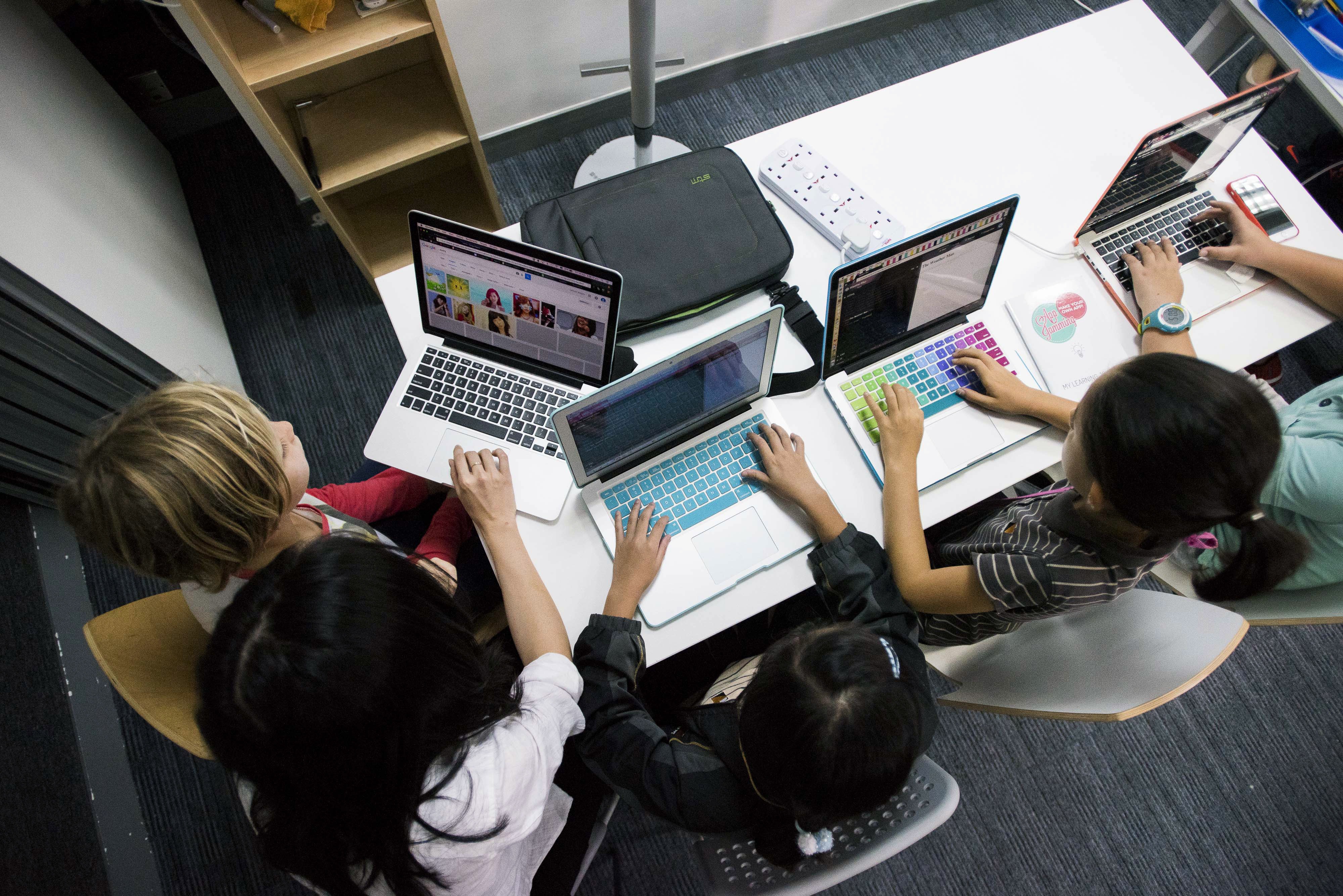 Students Attend Coding Class At The First Code Academy