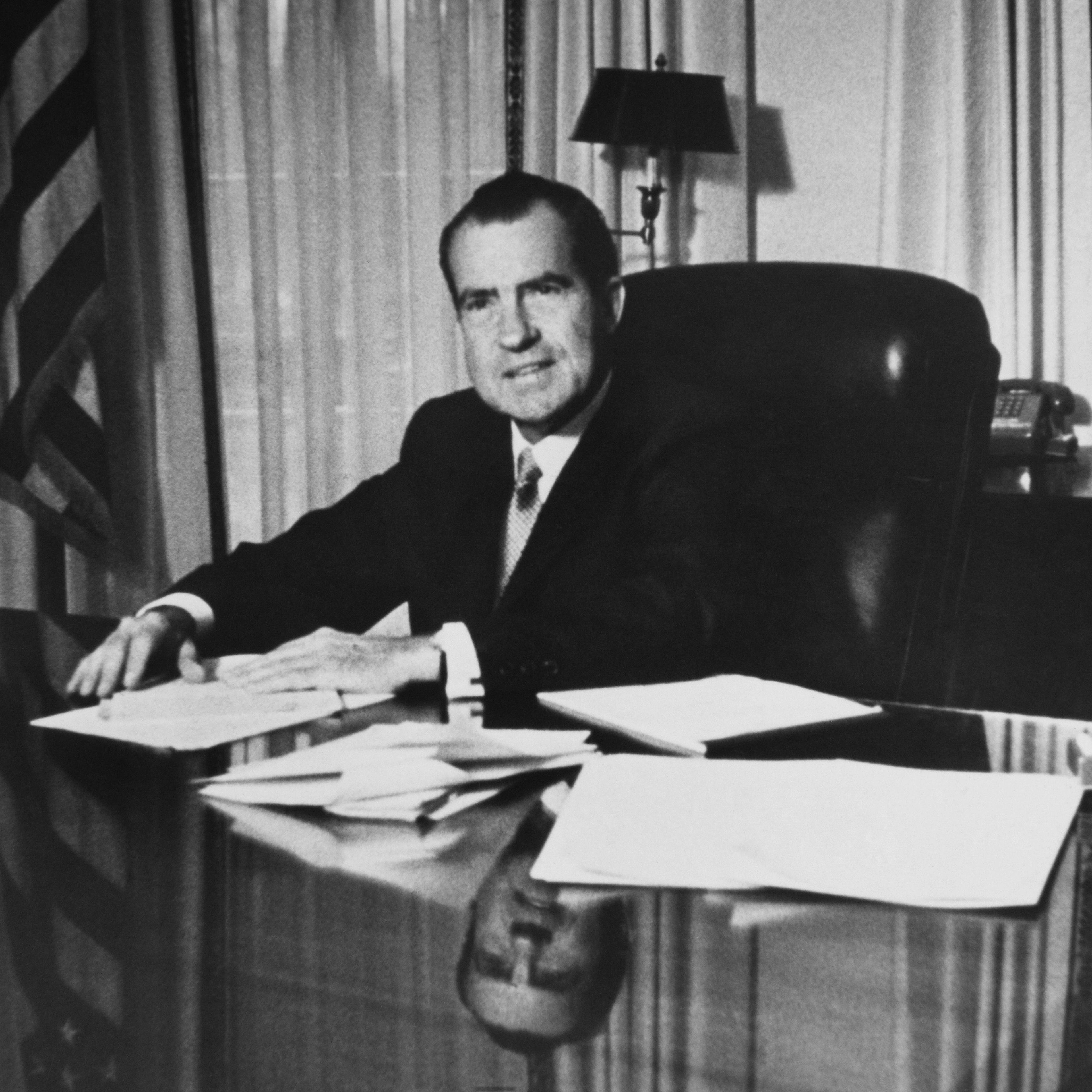 The President Nixon At His Presidential Office At White House In Usa On January 23Rd 1969
