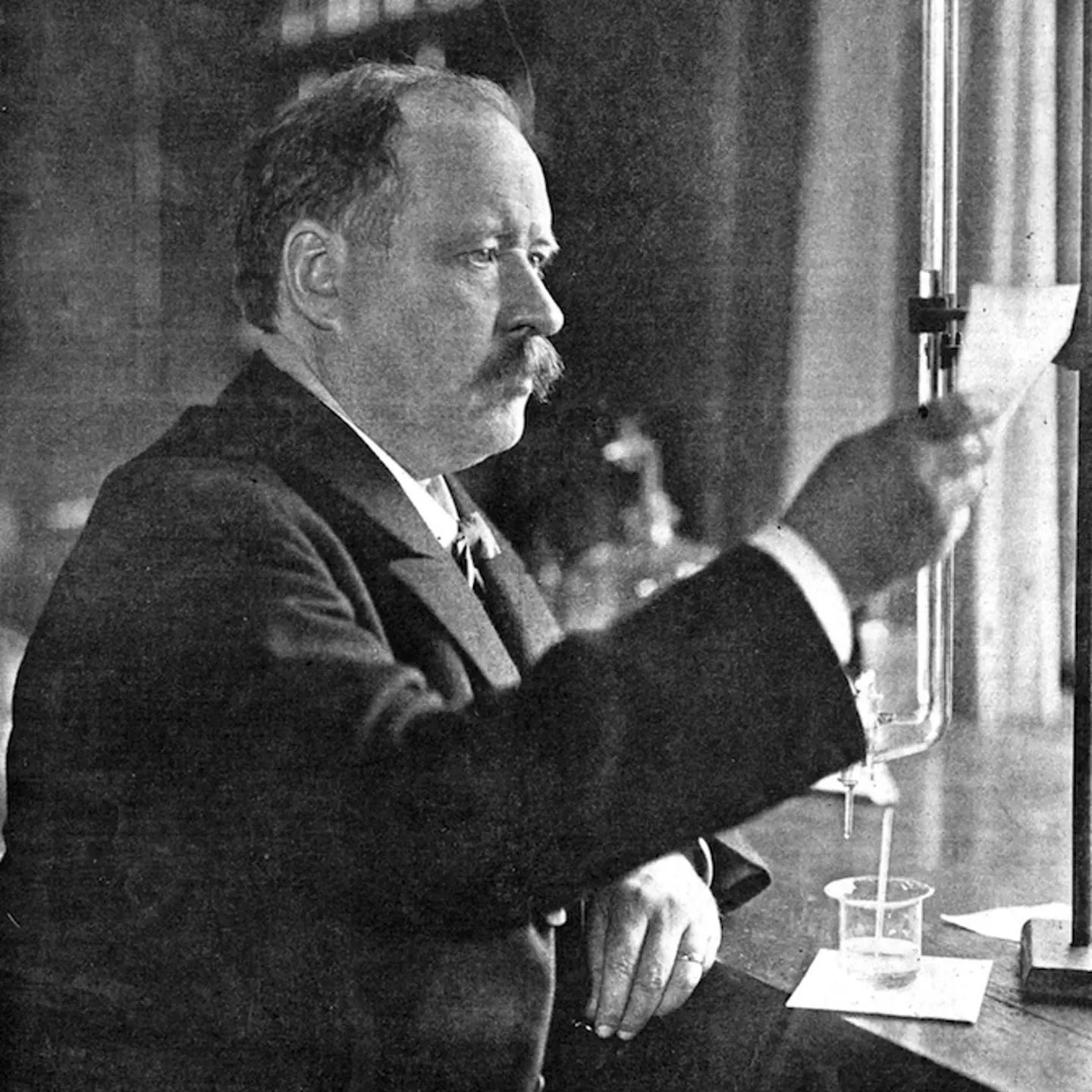 Svante Arrhenius (1859-1927), Swedish physicist and chemist in his laboratory, 1909.