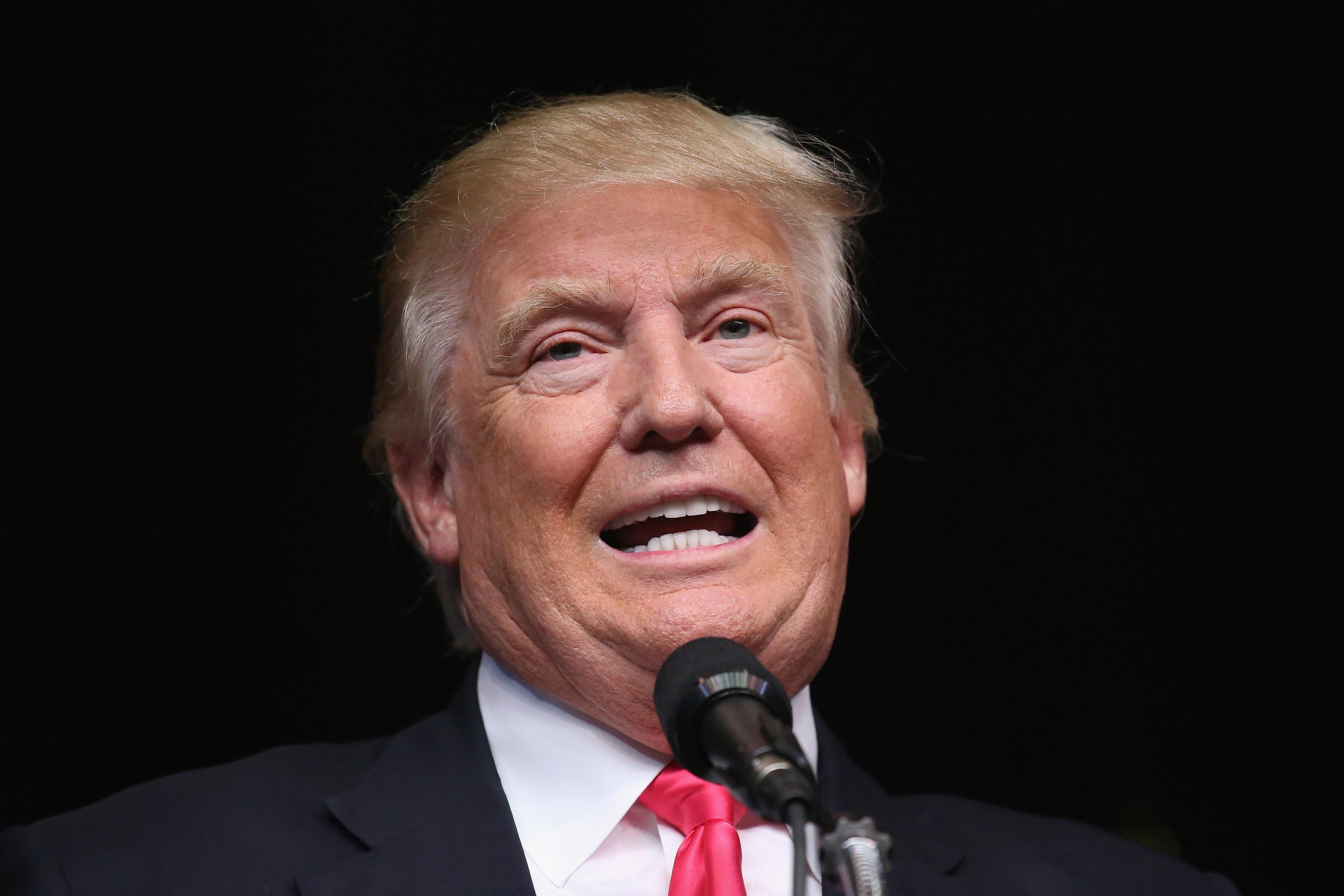 Republican Presidential candidate Donald Trump addresses a crowd of supporters. Trump spoke at the Lackawanna College Student Union Gymnasium in Scranton, Penns. on July 27, 2016.
