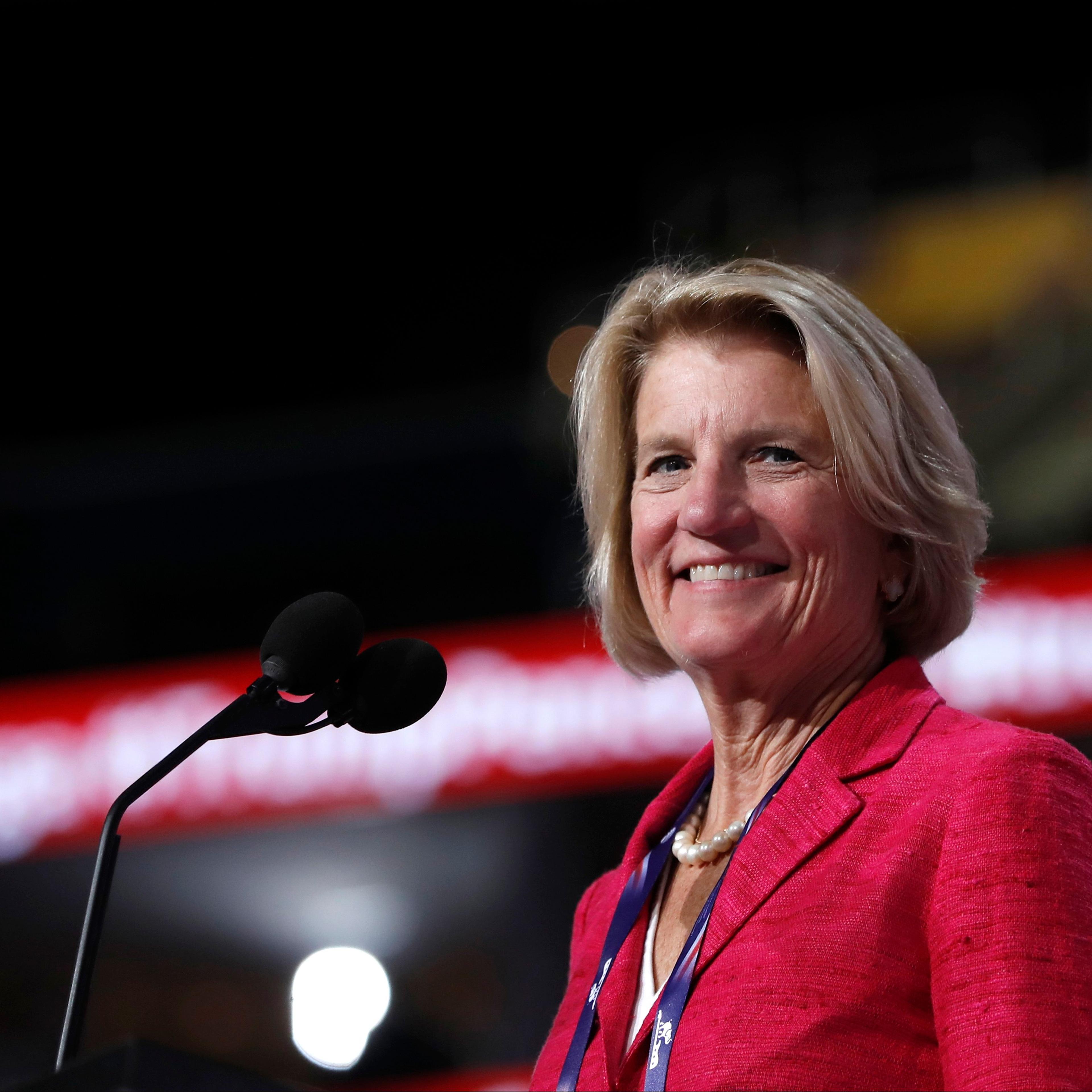 Sen. Shelley Moore Capito, R-W.Va., checks out the stage before the opening session of the Republican National Convention in Cleveland,July 18, 2016.