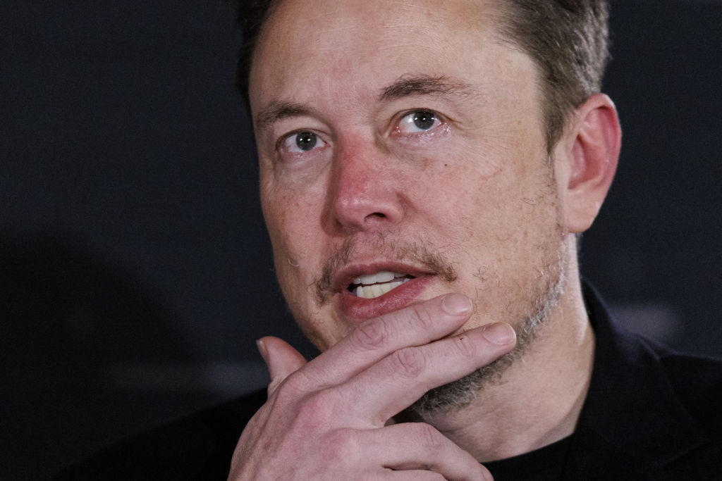 Elon Musk, chief executive officer of Tesla Inc., during a fireside discussion on artificial intelligence risks with Rishi Sunak, UK prime minister, in London, U.K., on Thursday, Nov. 2, 2023.