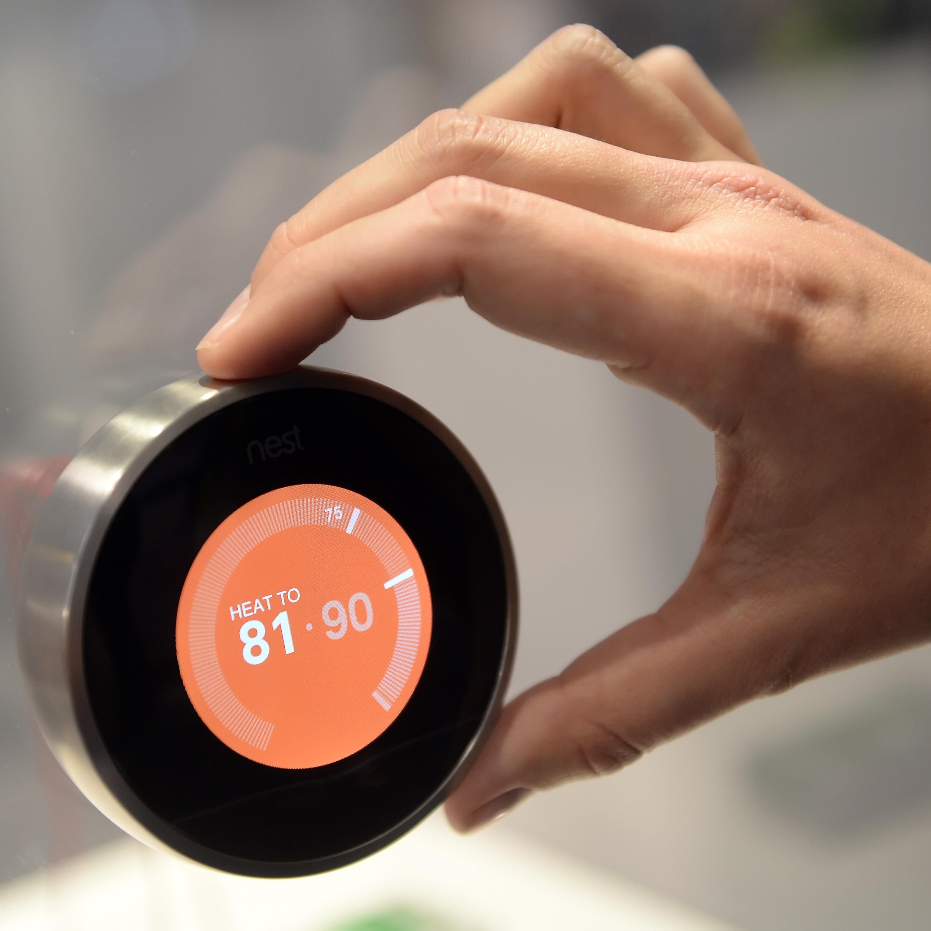 A thermostat from 'Nest' displayed at Consumer Electronics Show in Las Vegas on Jan. 8, 2015.