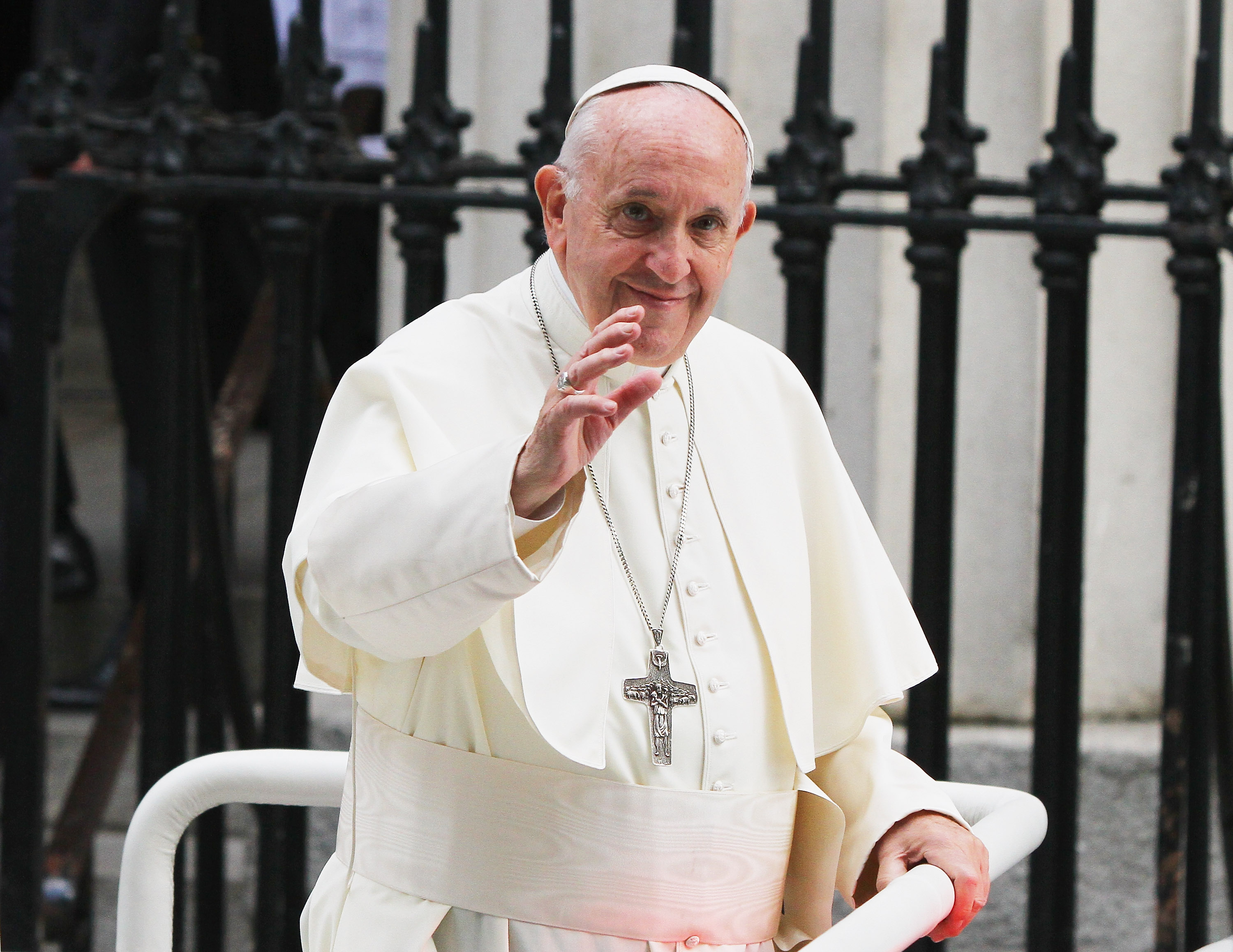Pope Francis waving
