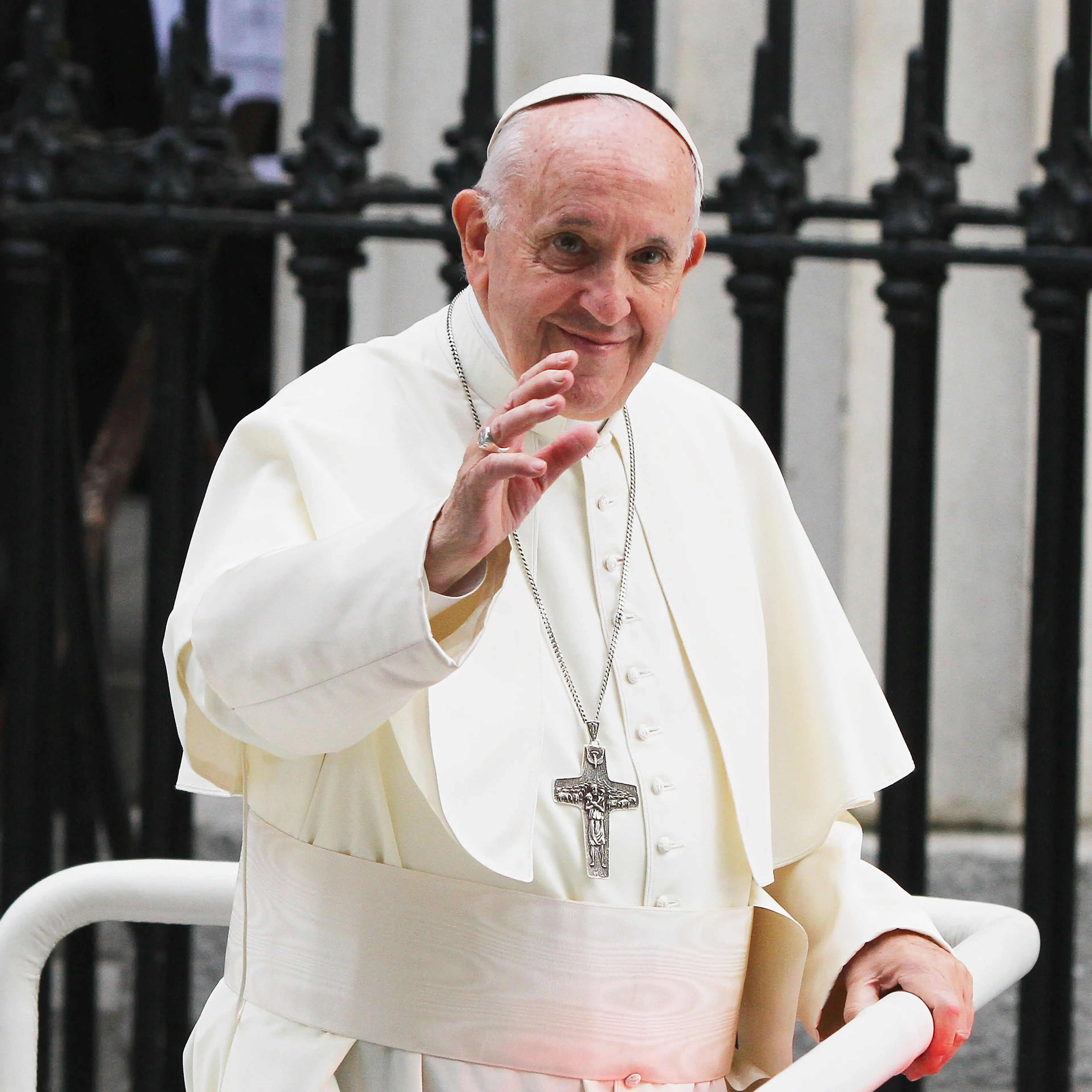 Pope Francis waving