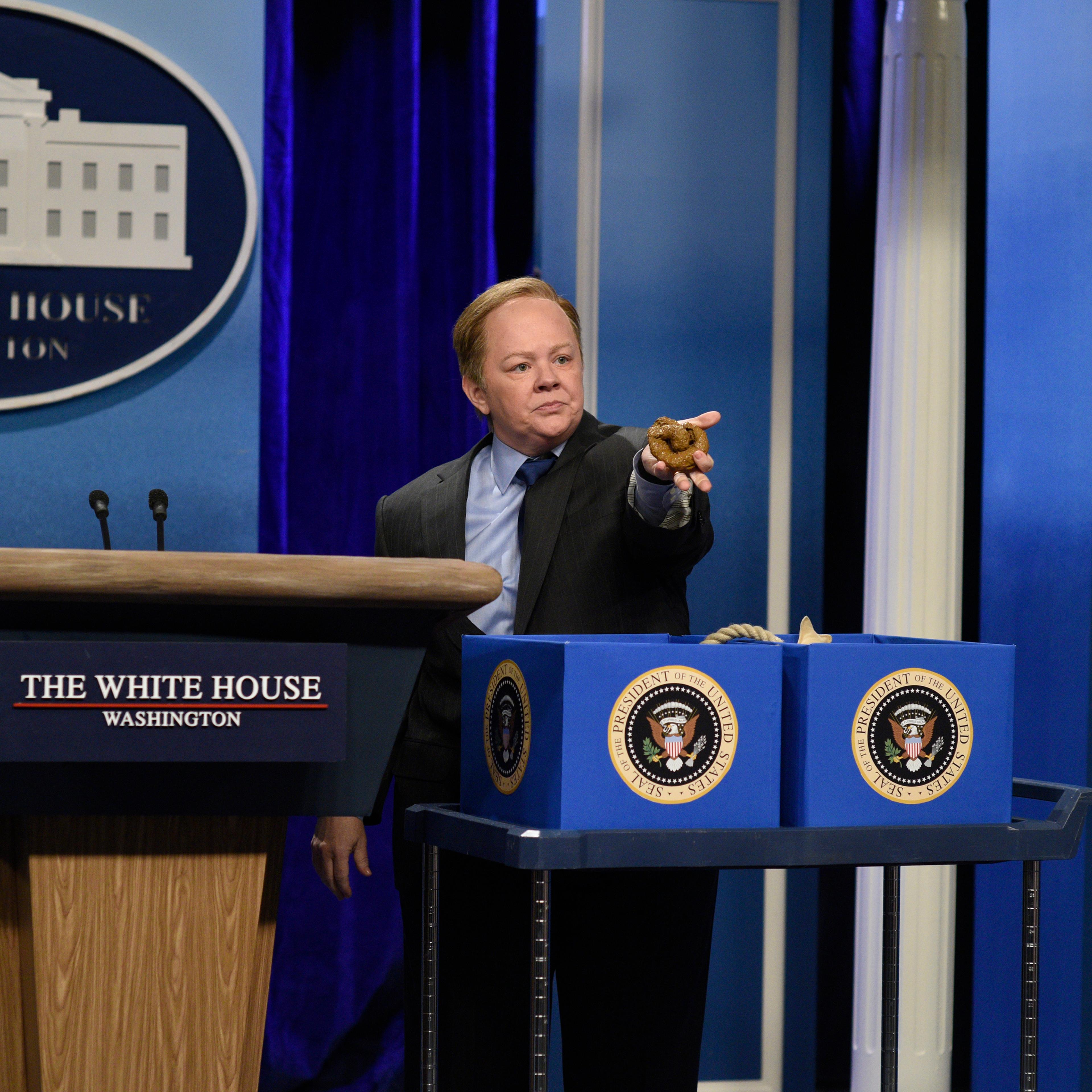 Melissa McCarthy as Press Secretary Sean Spicer during the "Sean Spicer Press Conference" sketch on Feb. 4, 2017.