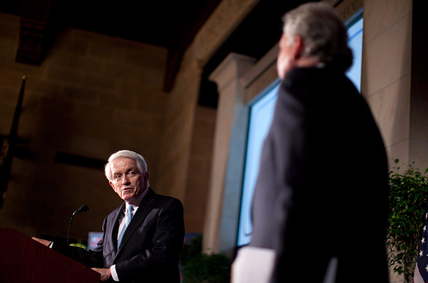  Thomas Donohue, president and chief executive officer of the U.S. Chamber of Commerce, speaks at the Chamber of Commerce Jobs for America summit in Washington, D.C., July 11, 2011. 