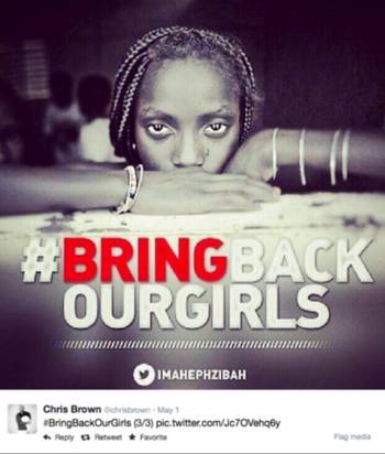 Former Nigerian Education Minister and Vice-President of the World Bank's Africa division Obiageli Ezekwesilieze leads a march of Nigerian women and mothers of the kidnapped girls of Chibok, calling for their freedom in Abuja on April 30, 2014.