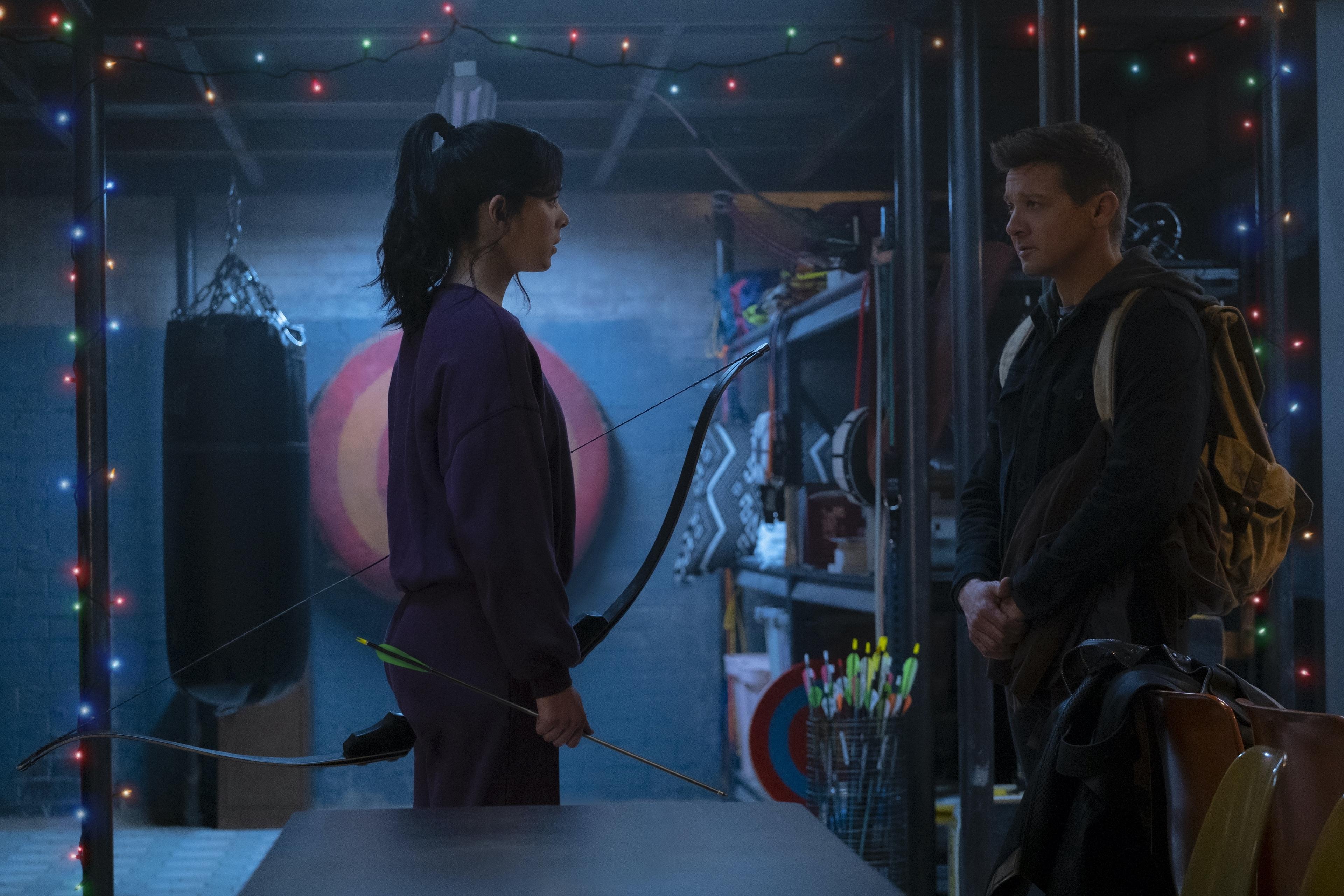 Hailee Steinfeld and Jeremy Renner in Hawkeye