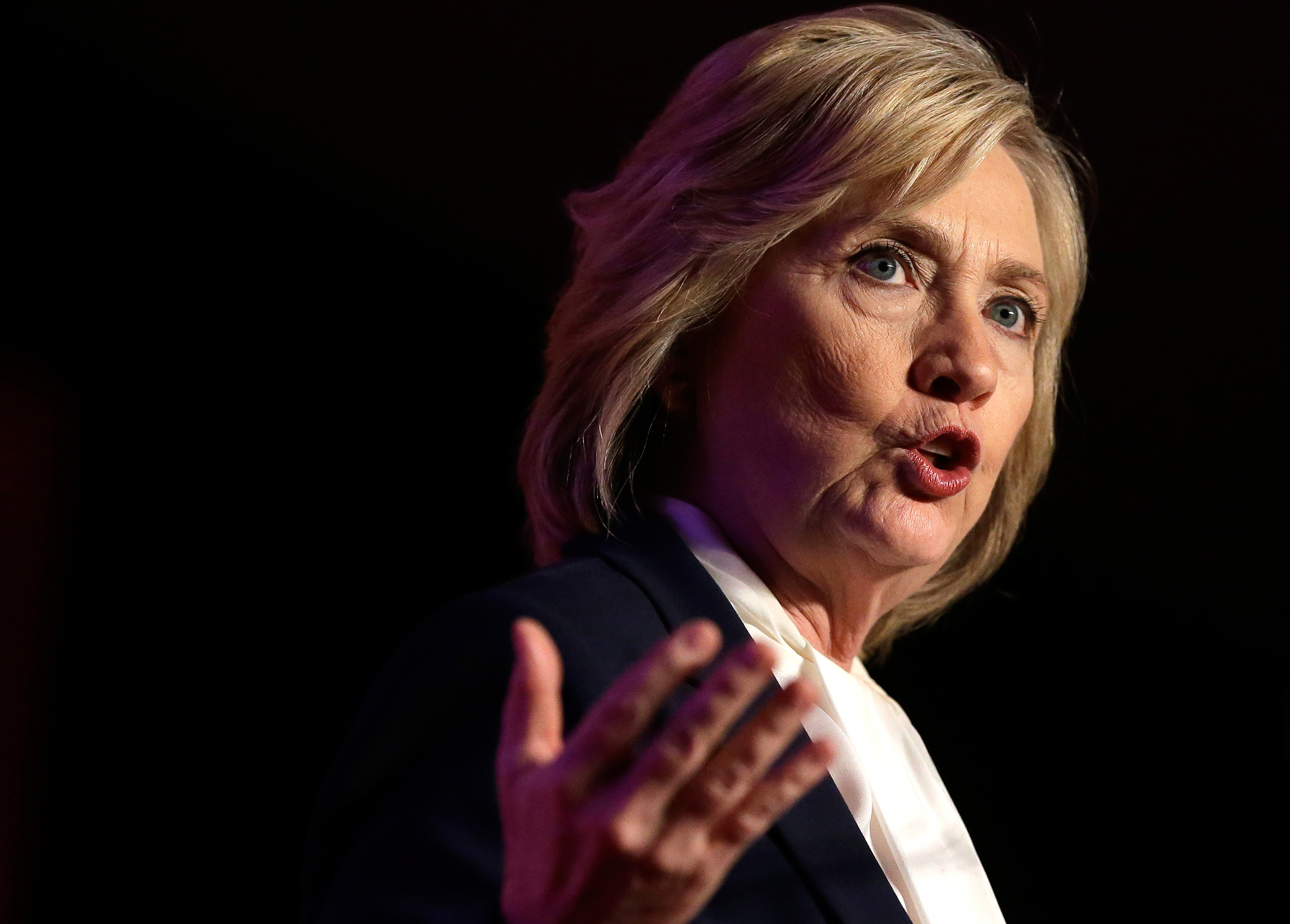 Democratic presidential candidate Hillary Clinton addresses an audience during an event Sunday, Jan. 10, 2016, in Hooksett, N.H., during which Planned Parenthood endorsed Clinton in the presidential race. The endorsement by the group's political arm mark