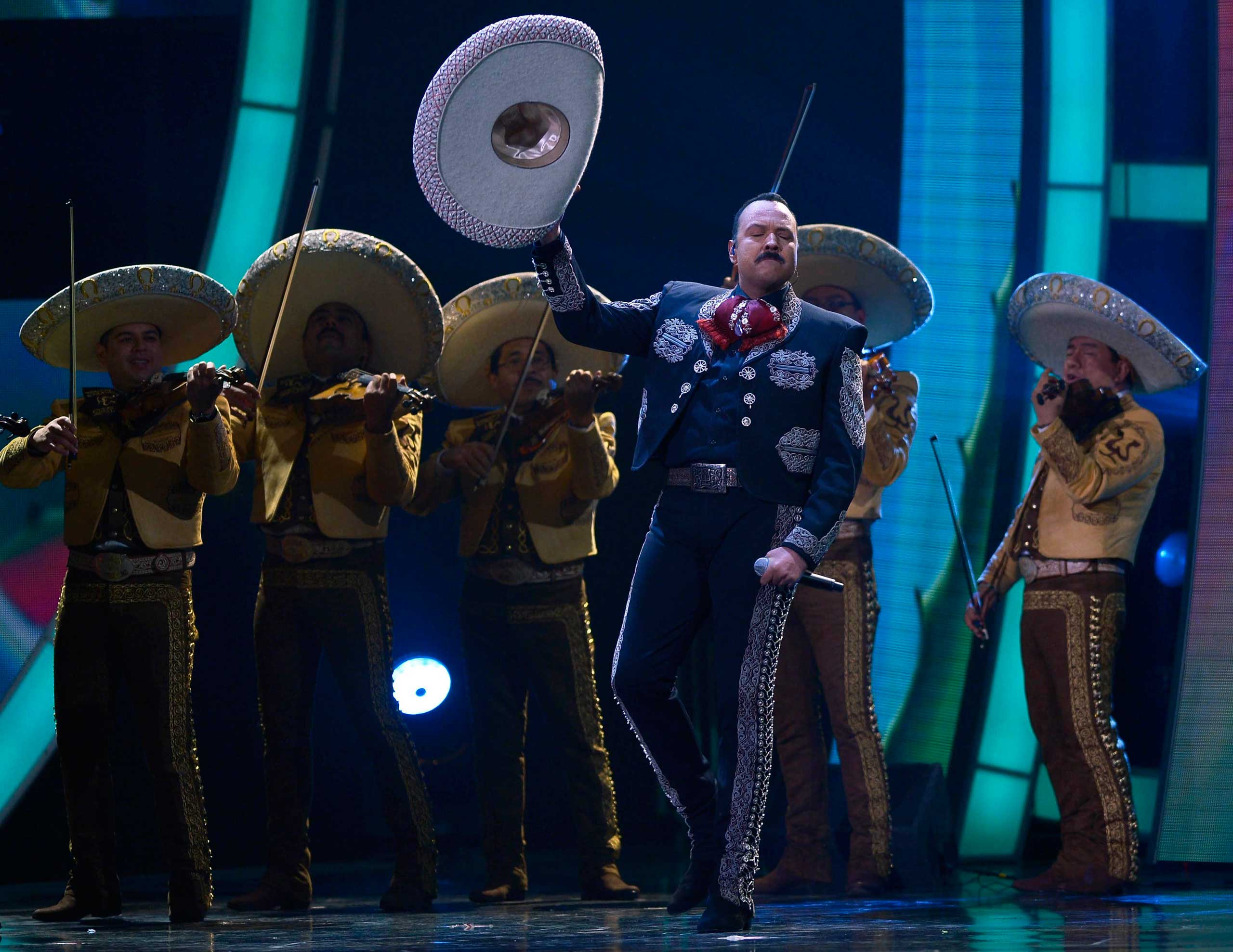 US-born Mexican singer-songwriter Pepe Aguilar performs during the 15th Annual Latin Grammy Awards at the MGM Grand in Las Vegas, Nov. 20, 2014.