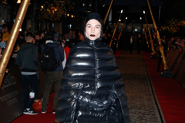 Actor Ezra Miller attends the 'Fantastic Beasts: The Crimes of Grindelwald' World Premiere at UGC Cine Cite Bercy on November 8, 2018 in Paris, France.