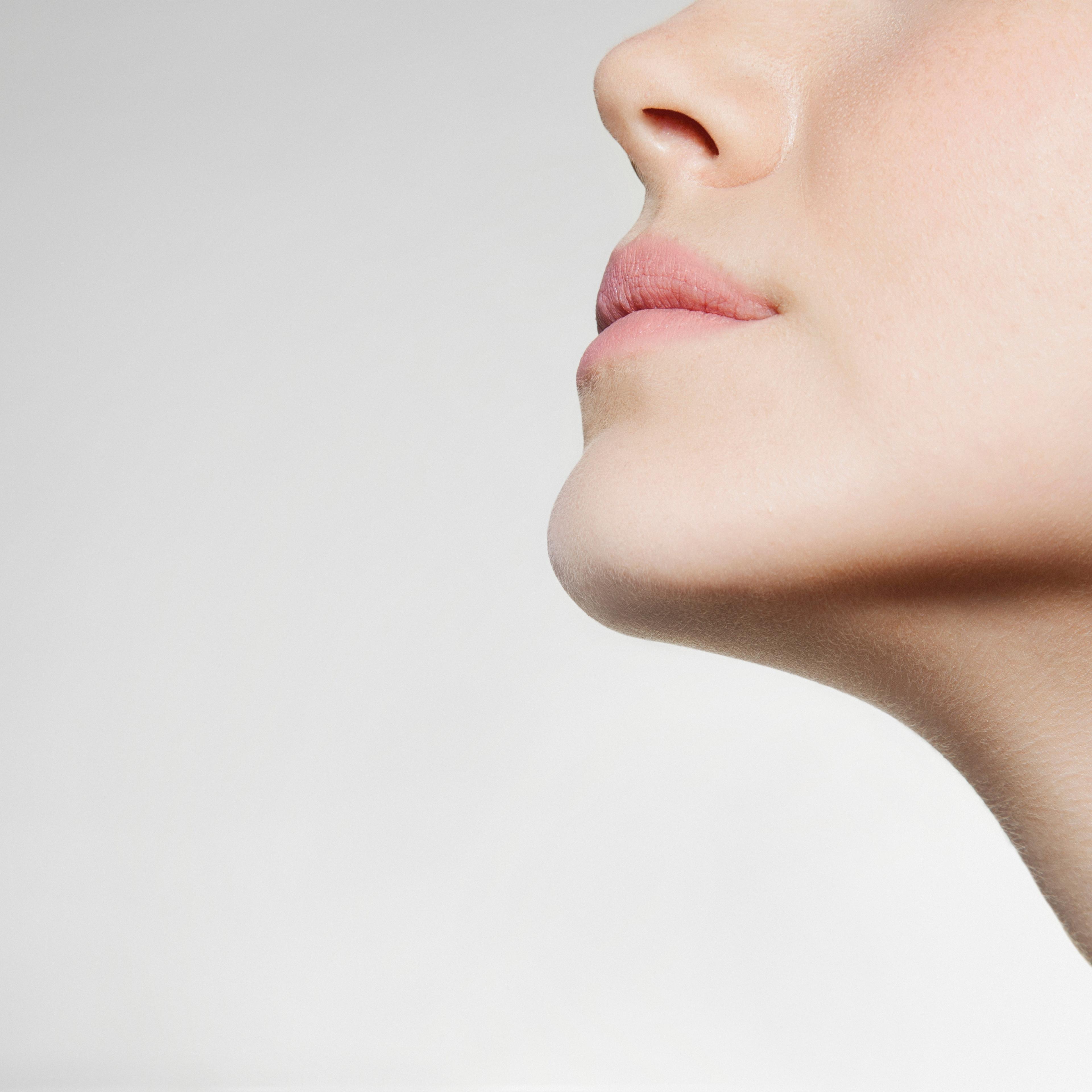 Womans jaw, low angle
