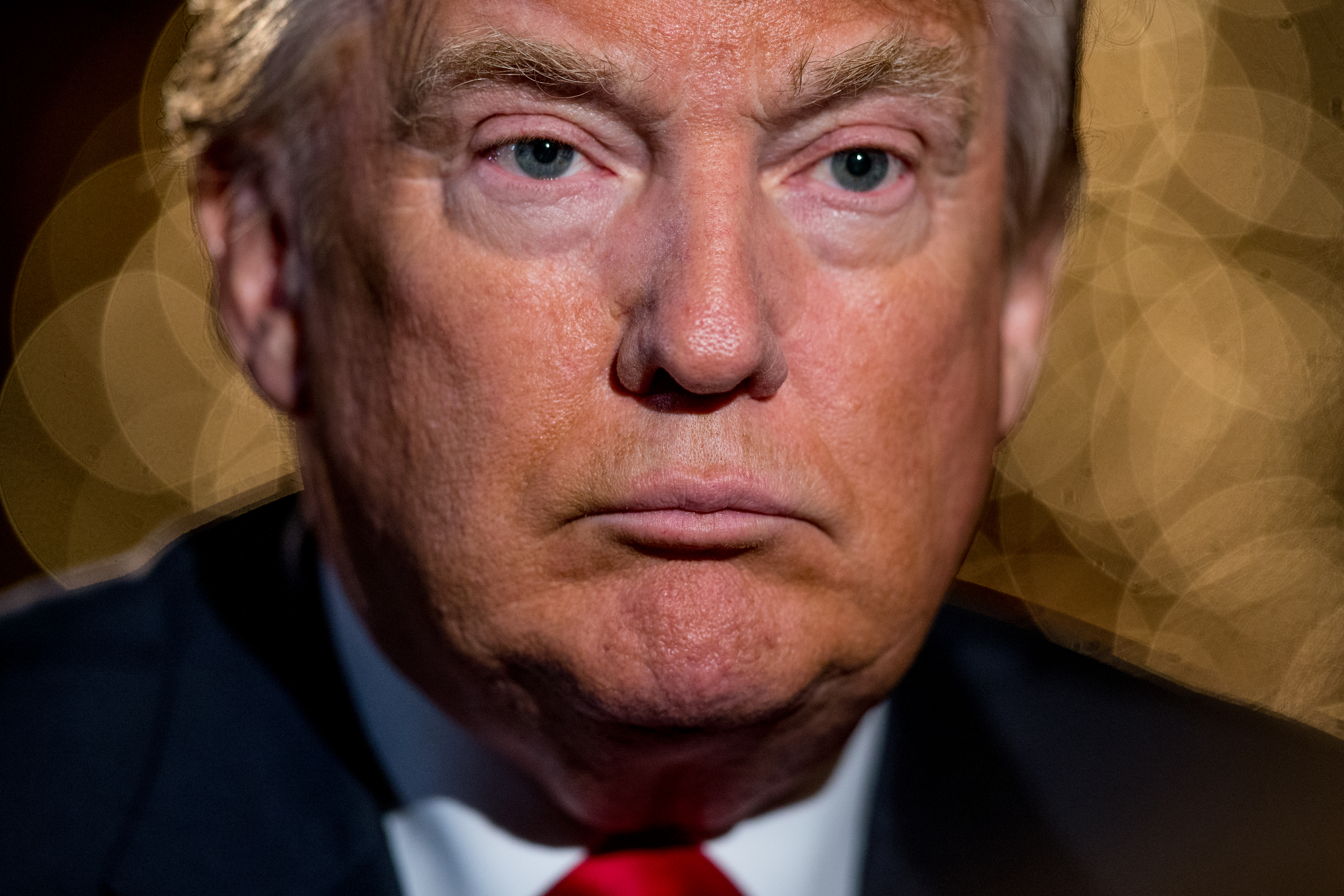 Republican presidential candidate Donald Trump pauses during an interview with the Associated Press at the Trump National Golf Club in Sterling, Va. on Dec. 2, 2015.