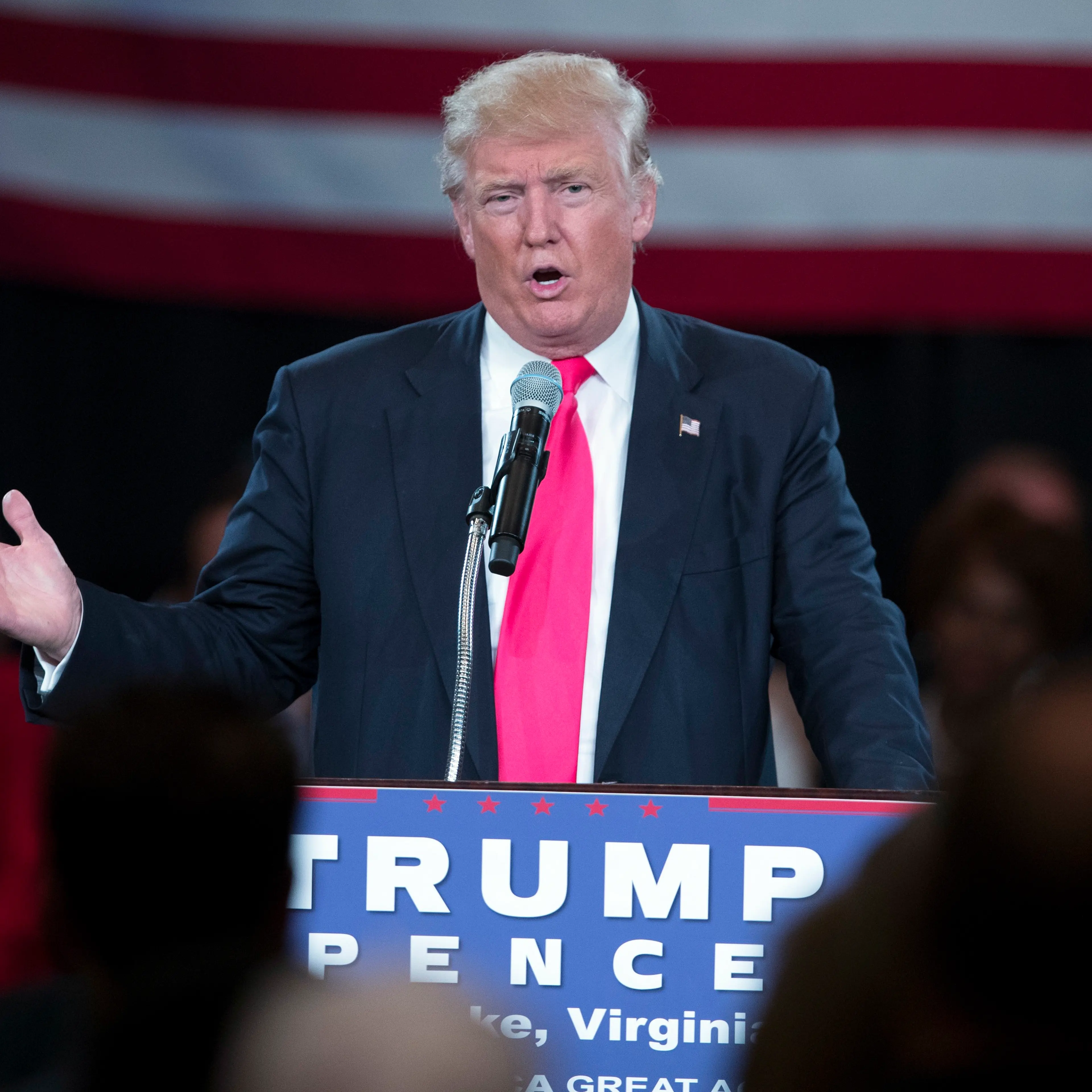Republican presidential candidate Donald Trump speaks during a town hall, July 25, 2016, in Roanoke, Va.