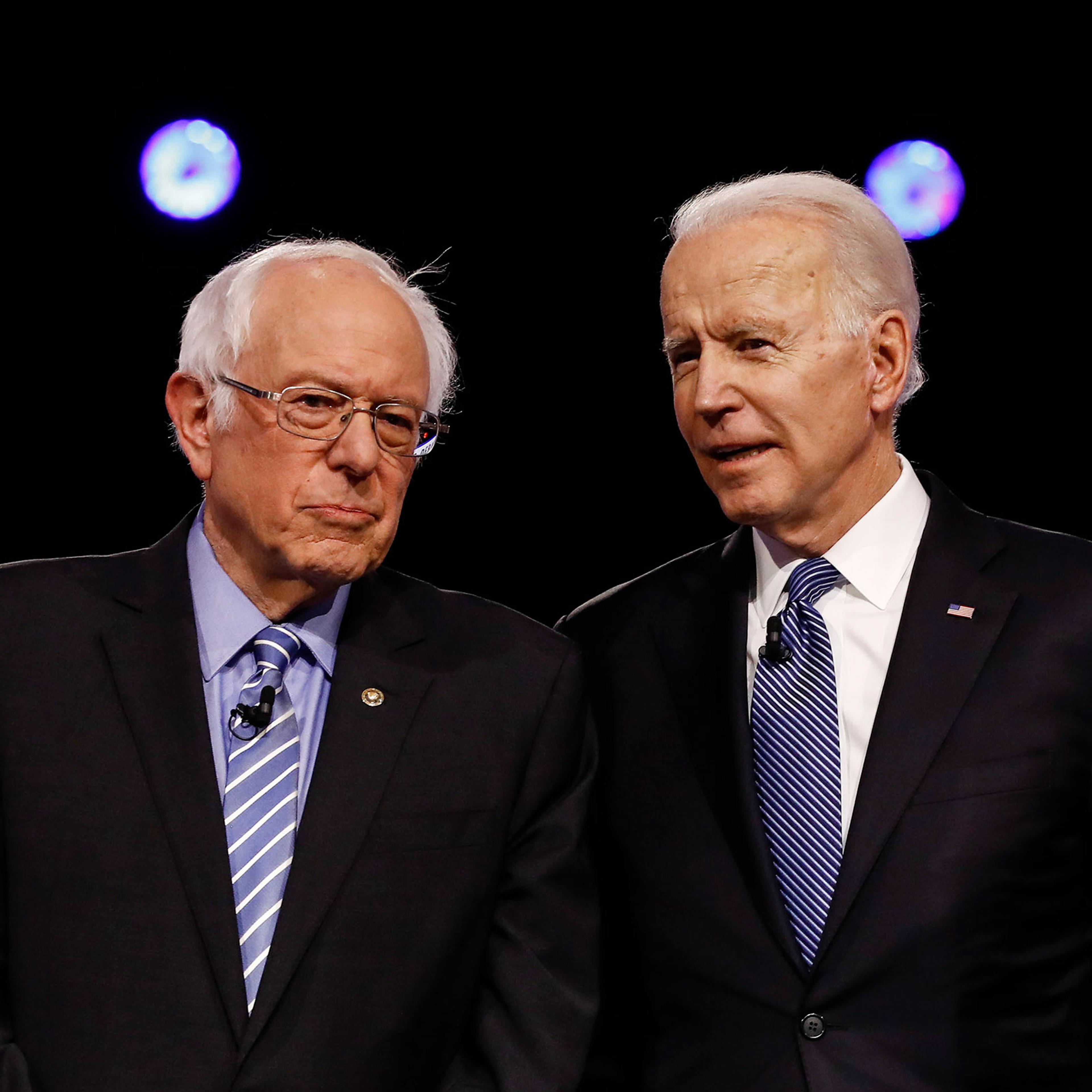 Sen. Bernie Sanders and former Vice President Joe Biden, before a Democratic presidential primary debate in Charleston, S.C