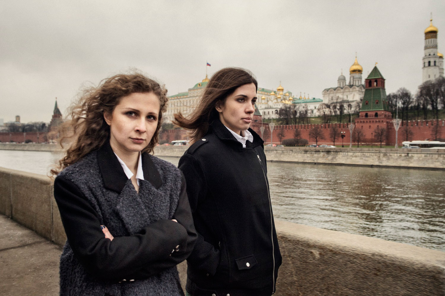 <i><b>The following photographs were taken in Moscow, Dec. 27, 2013 - Jan. 1, 2014.</i></b><br><br>
Pussy Riot members  Nadezhda Tolokonnikova, 24, and Maria Alyokhina, 25, walk in downtown Moscow after serving more than 21 months of a two-year prison term for performing a profanity-laced "punk prayer" protest against President Vladimir Putin in Moscow's main Russian Orthodox cathedral.