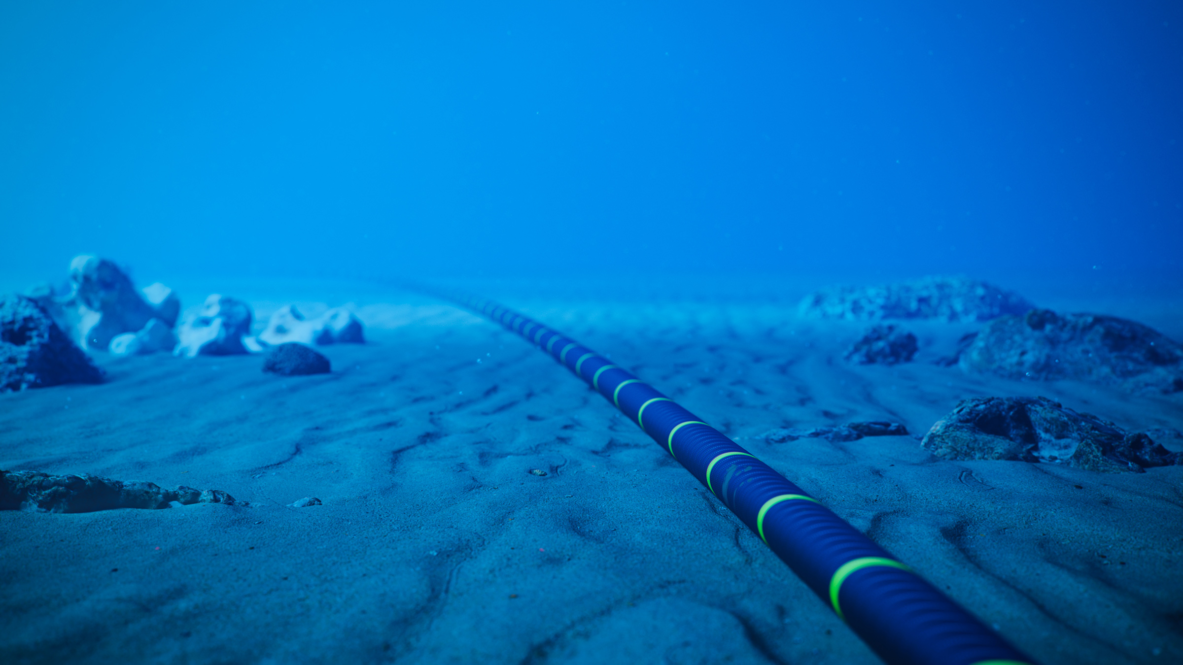 Fiber optic cable on the ocean floor