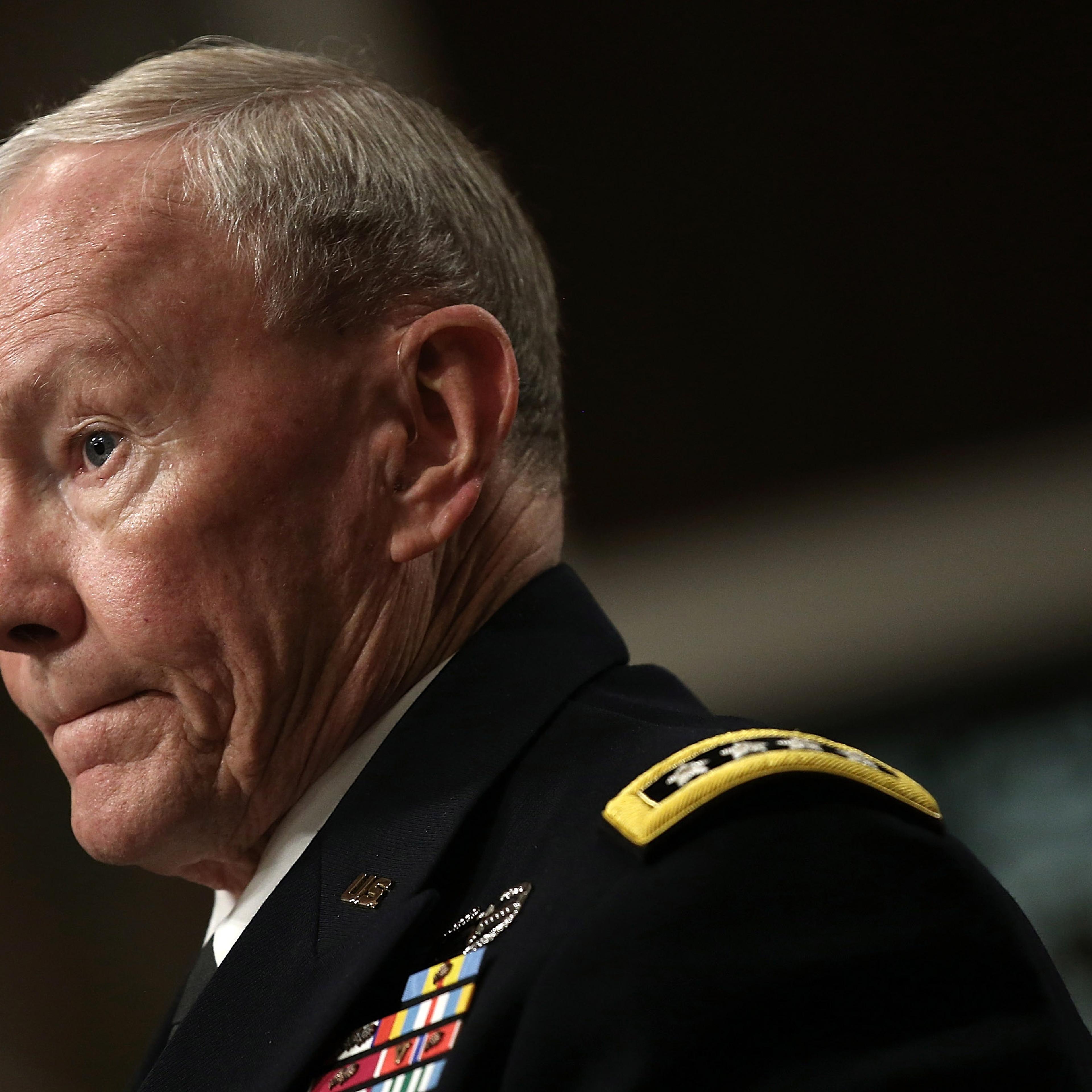 WASHINGTON, DC - JULY 07: U.S. Joint Chiefs of Staff Chairman Gen. Martin Dempsey listens to questions during a hearing held by the Senate Armed Services Committee July 7, 2015 in Washington, DC. U.S. Secretary of Defense Ashto Carter and Dempsey testif