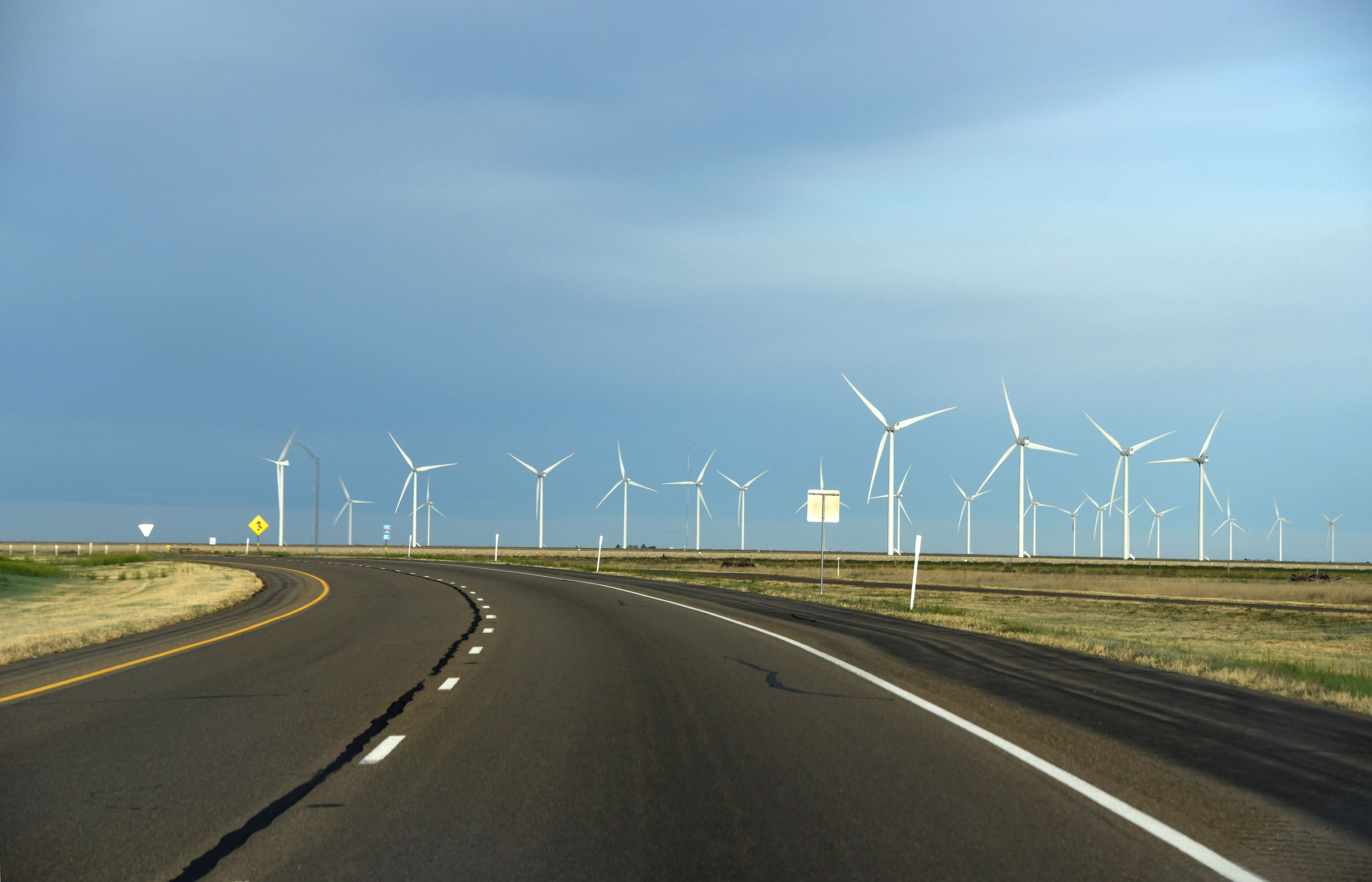 A wind farm in Adrian, TX