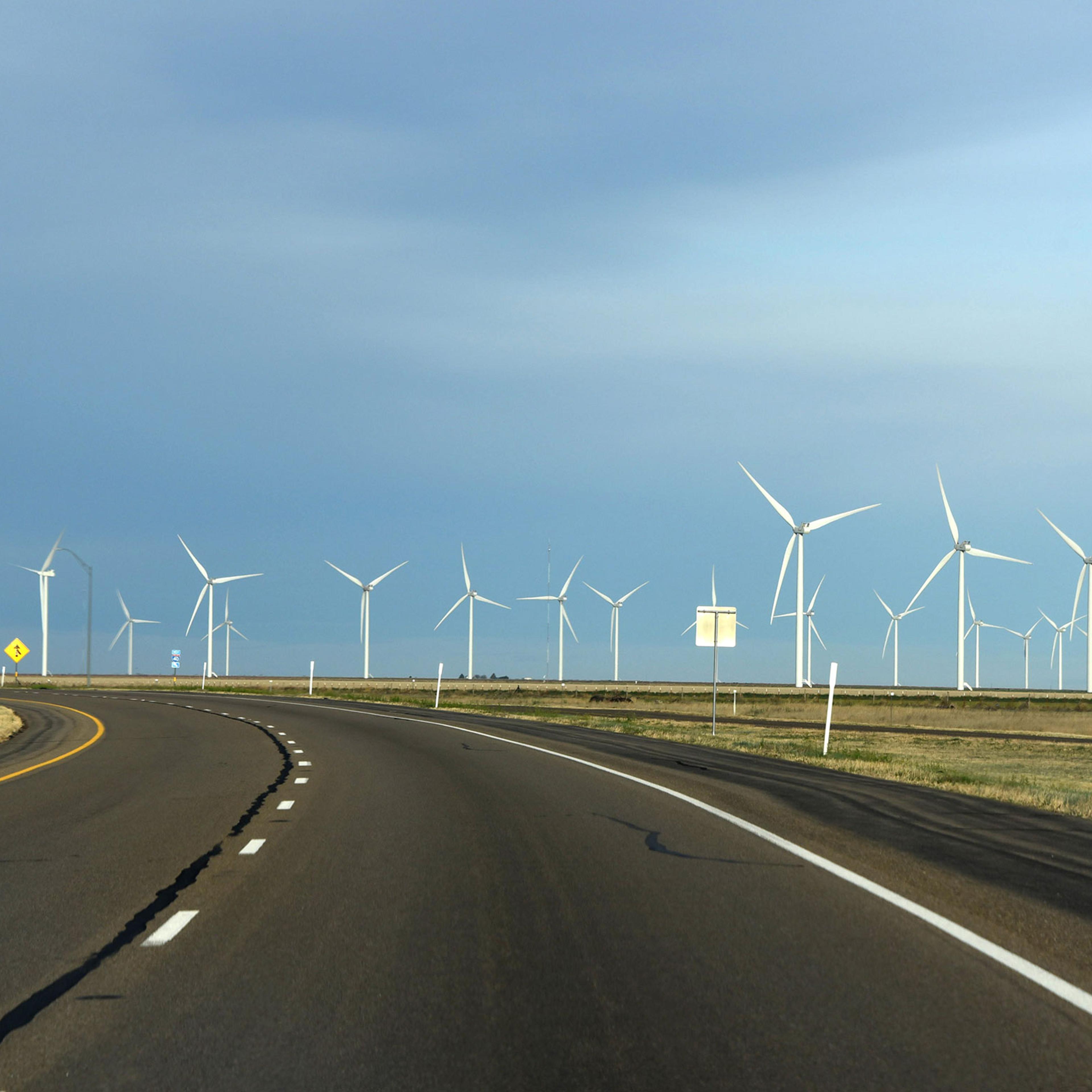 A wind farm in Adrian, TX