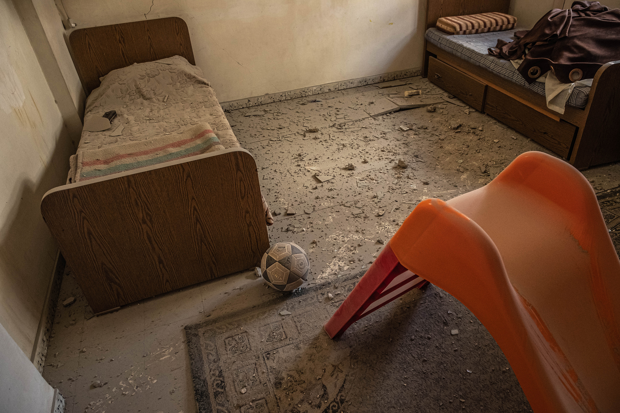 Damage inside a Gaza City bedroom on May 15, 2021.