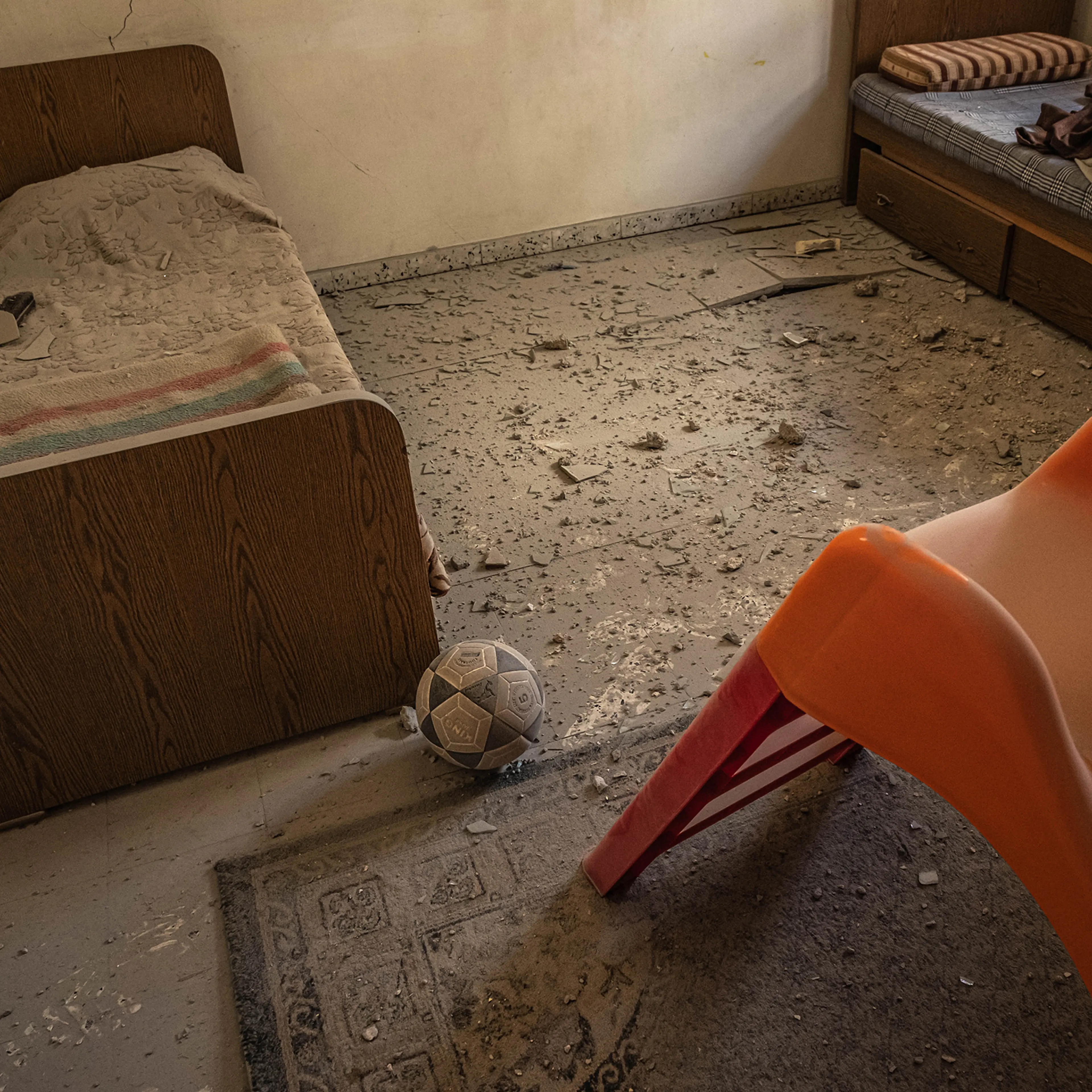 Damage inside a Gaza City bedroom on May 15, 2021.