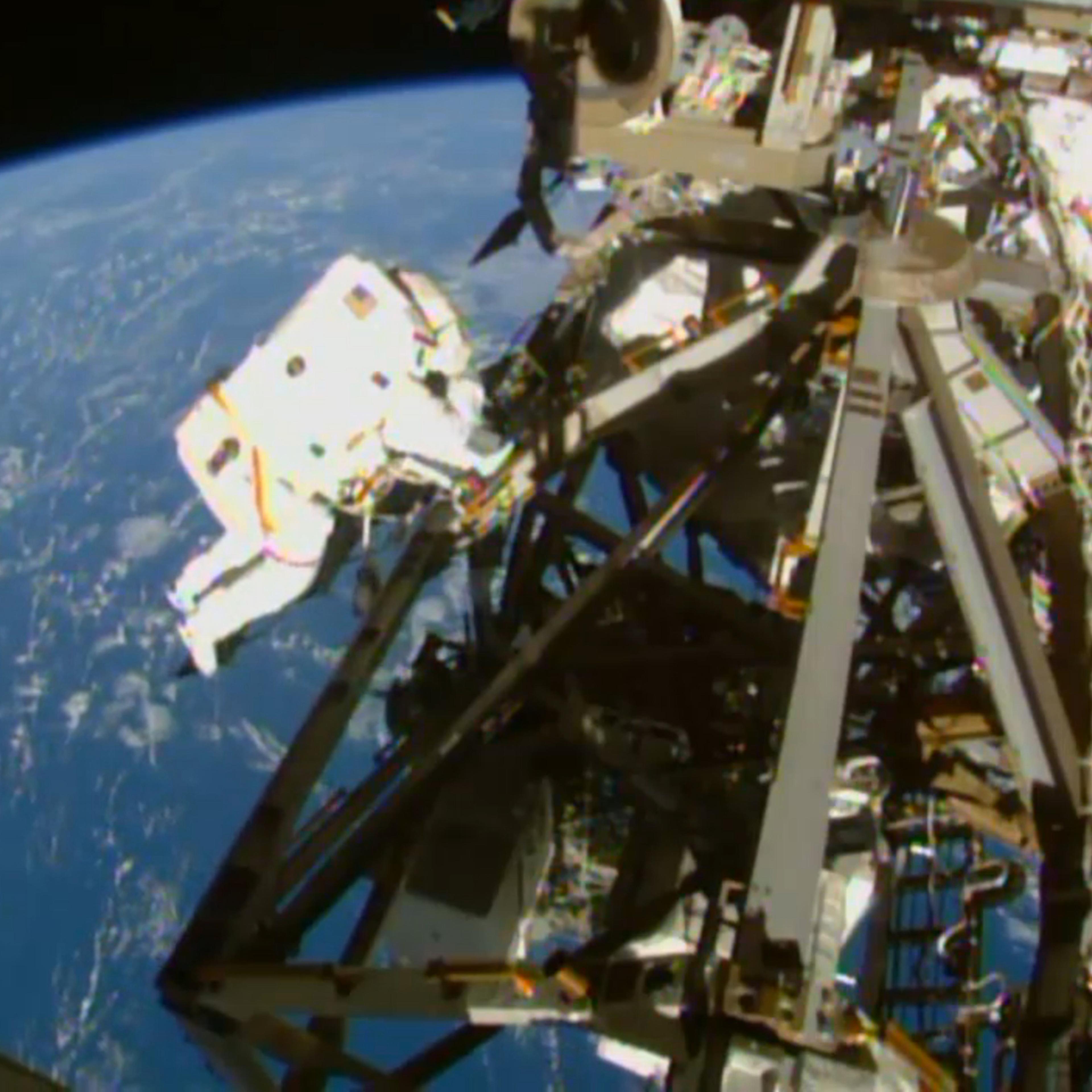 In this image from NASA television astronaut Terry Virts is seen during the third spacewalk outside the International Space Station March 1, 2015.