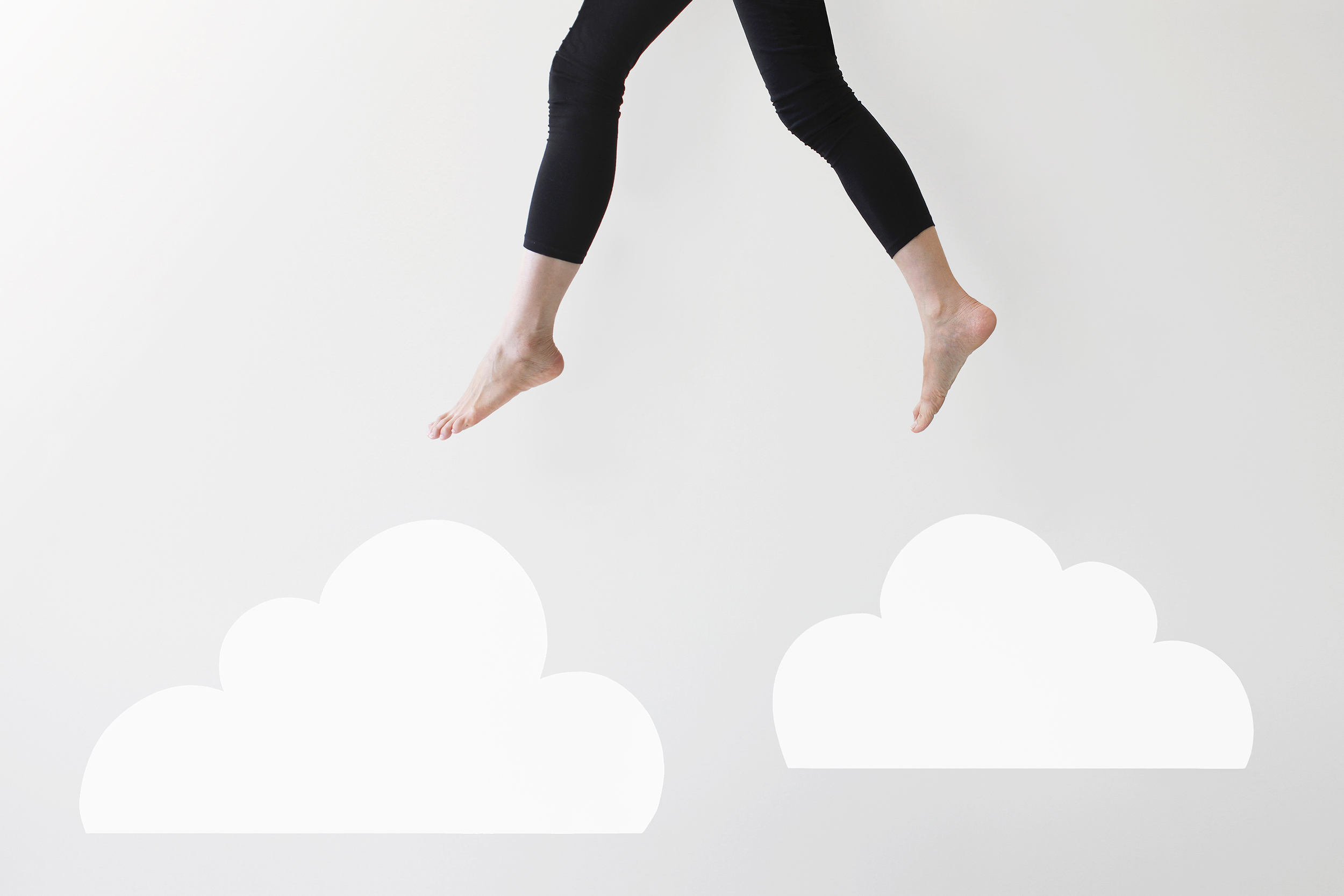 clouds jumping Happiness success achievment mental health motto stock