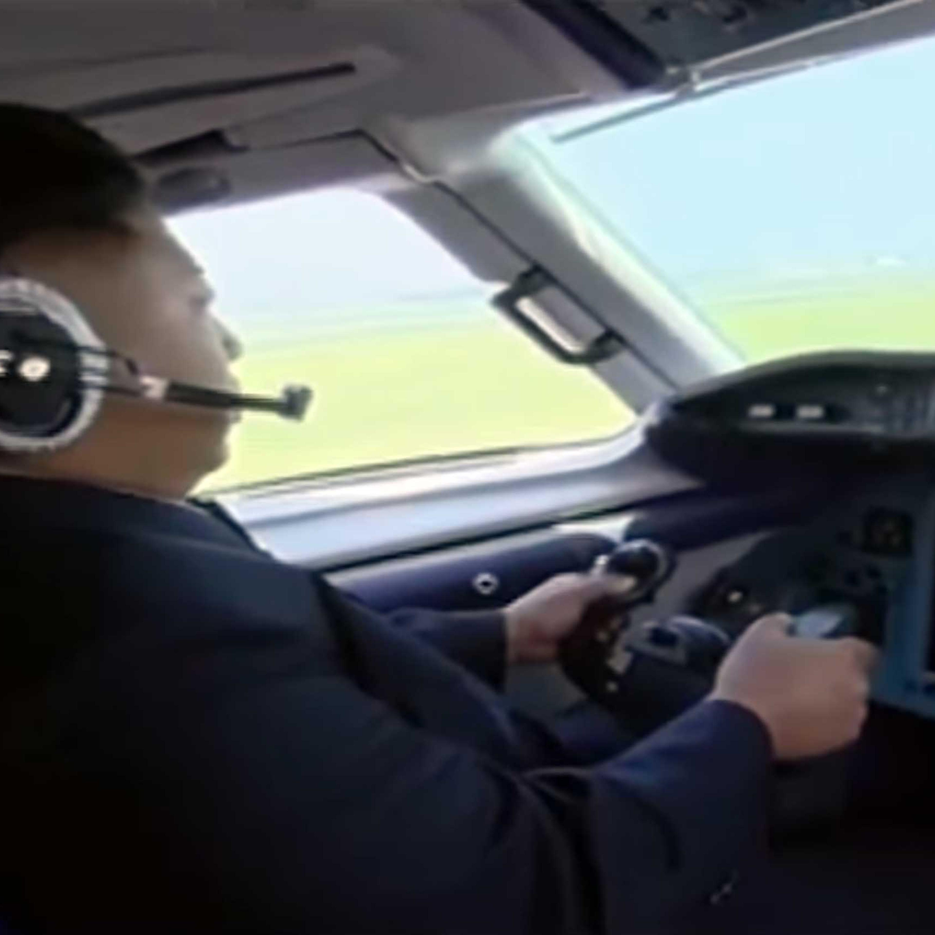 Kim Jong Un in the cockpit of a plane
