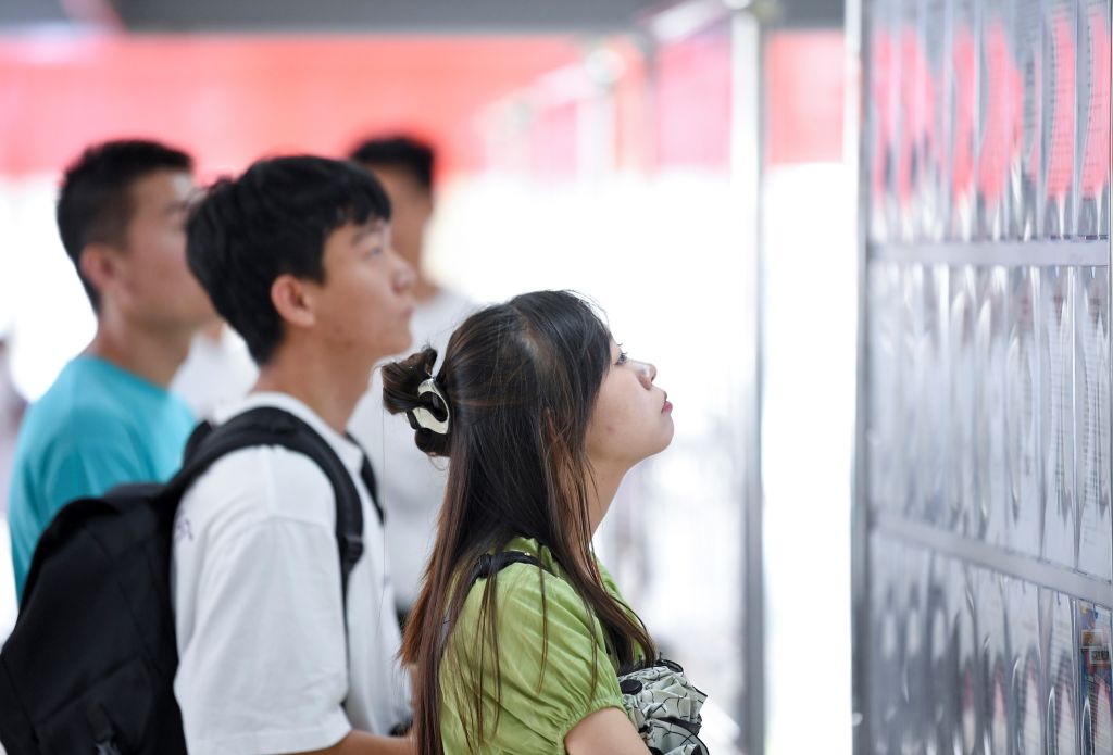 People attending a job fair in China
